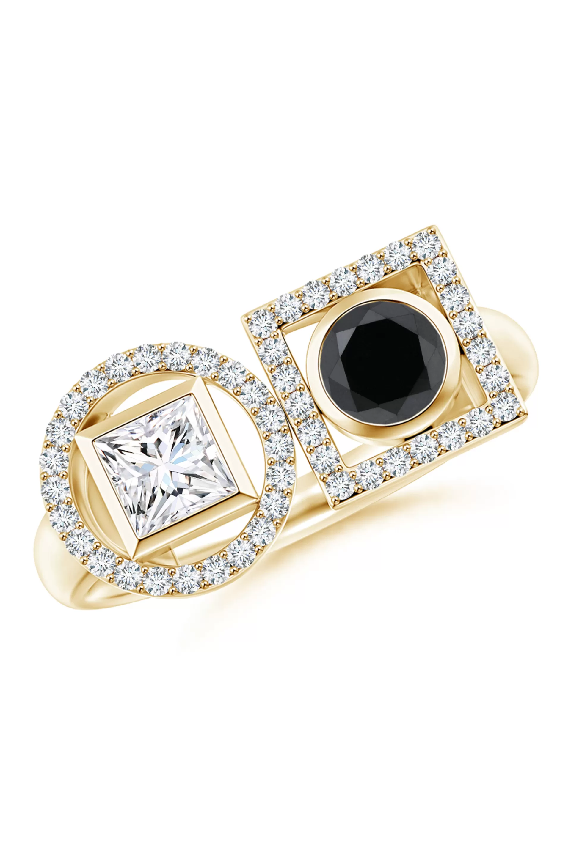 Natori Rings | Infinity<Infinity 14K Gold With Black & White Diamond Two Stone Statement Ring