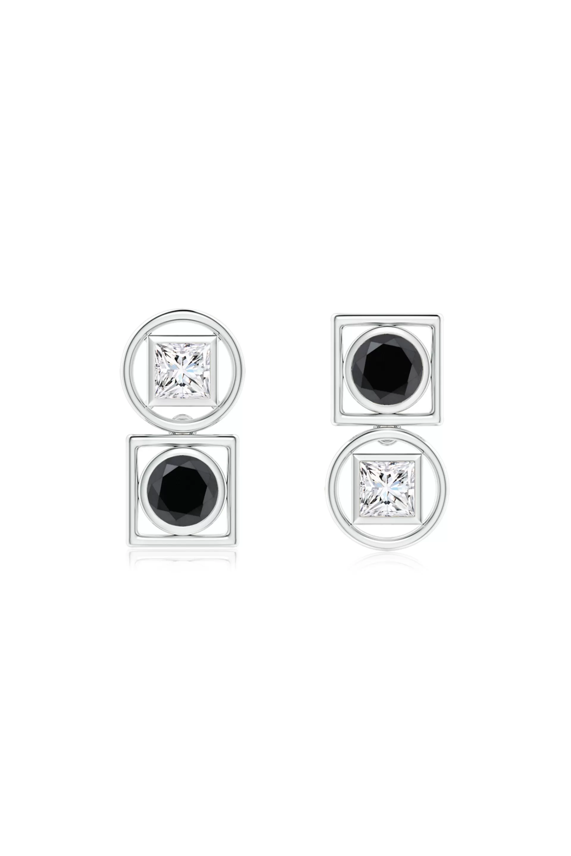 Natori Earrings | Infinity<Infinity 14K Gold With Black & White Diamond Two Stone Studs
