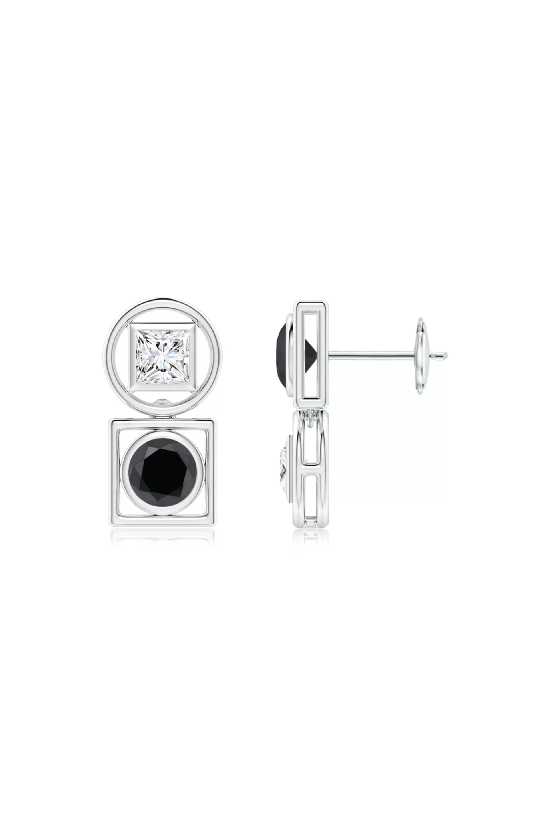 Natori Earrings | Infinity<Infinity 14K Gold With Black & White Diamond Two Stone Studs