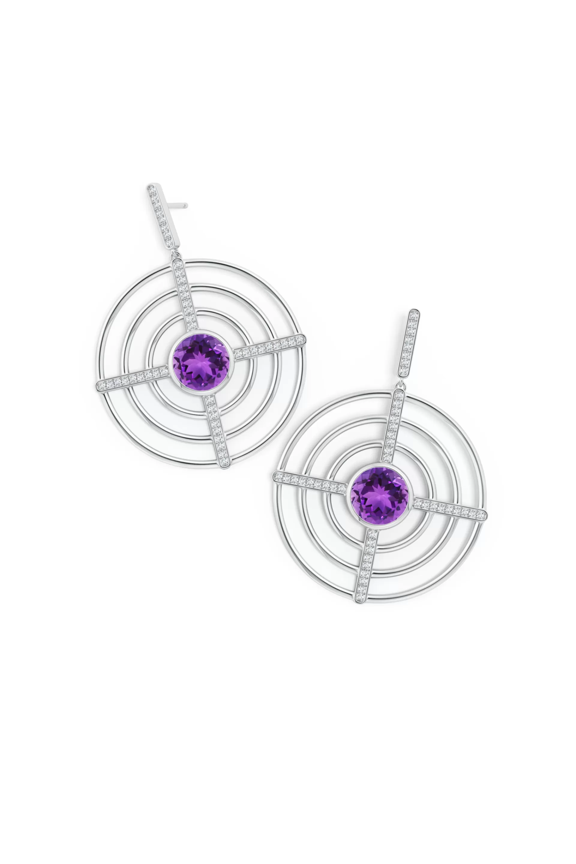 Natori Earrings | Infinity<Infinity Concentric Circle 14K Gold And Amethyst Earrings