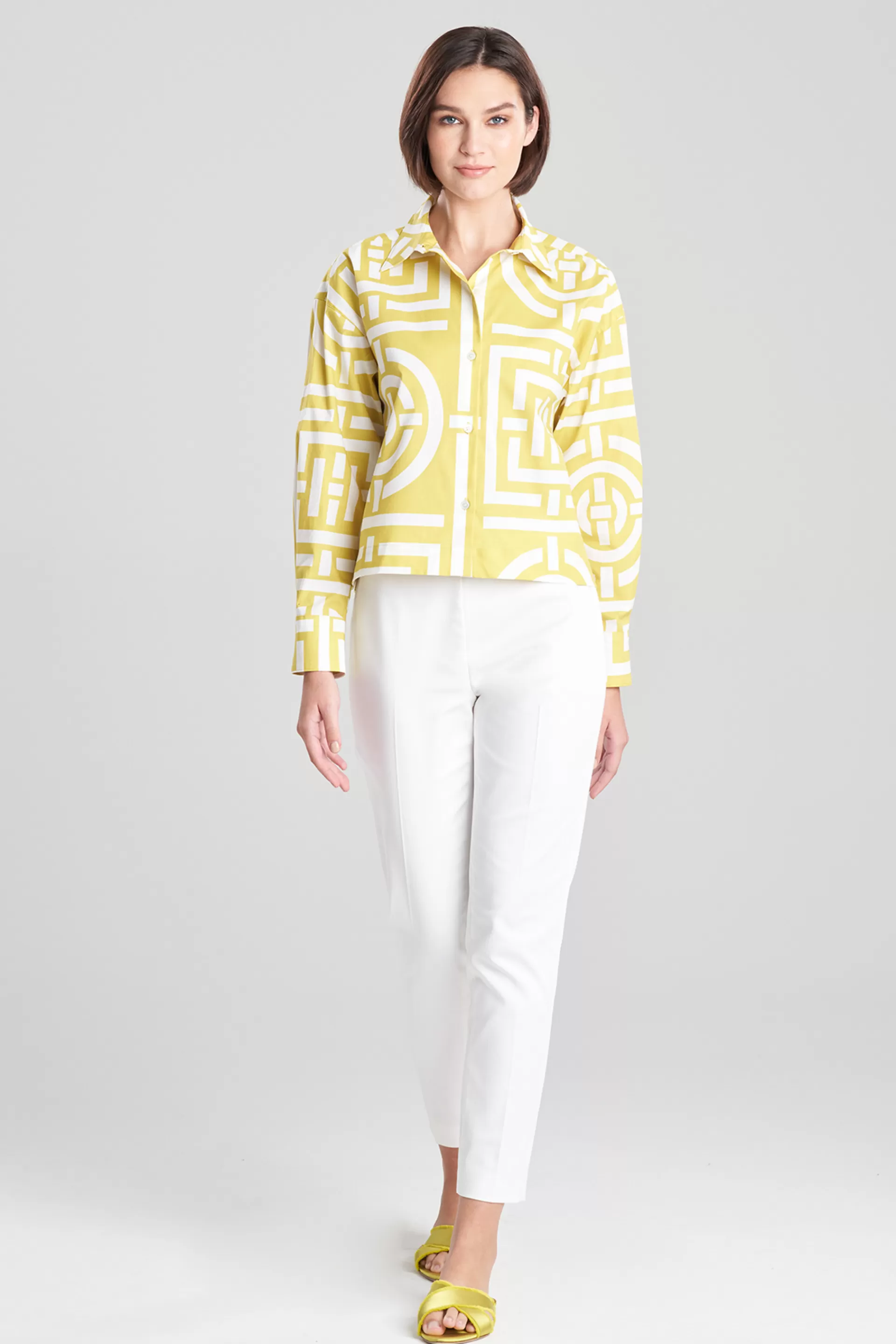 Natori Tops, Shirts & Tunics<Infinity Cotton Poplin Pleated Top Chartreuse