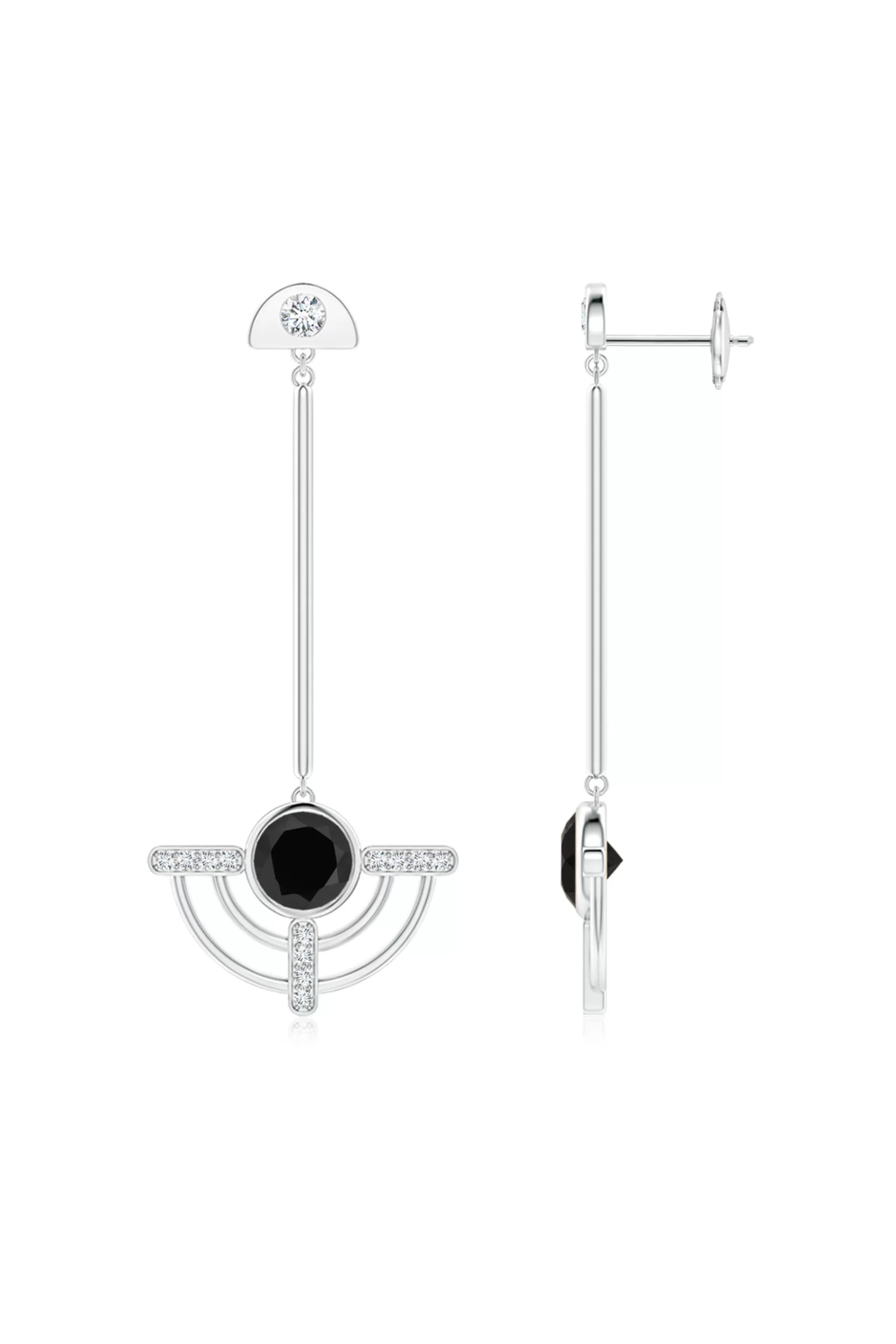 Natori Earrings | Infinity<Infinity Half Concentric 14K Gold And Black Onyx Dangle Earrings
