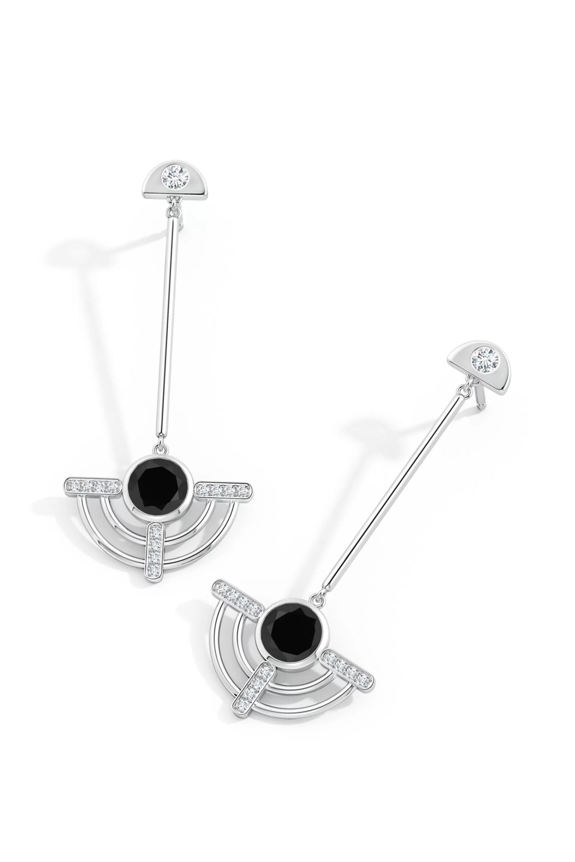 Natori Earrings | Infinity<Infinity Half Concentric 14K Gold And Black Onyx Dangle Earrings