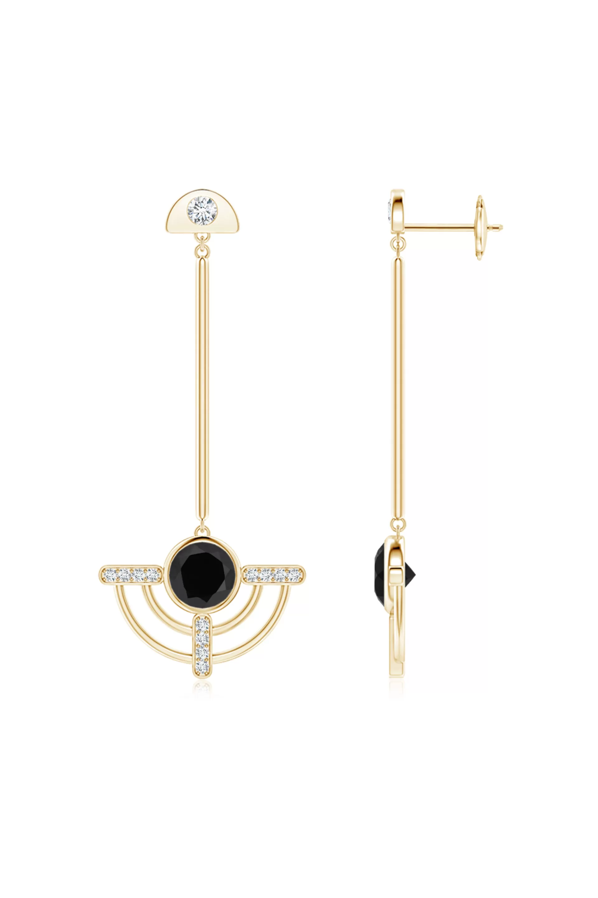 Natori Earrings | Infinity<Infinity Half Concentric 14K Gold And Black Onyx Dangle Earrings