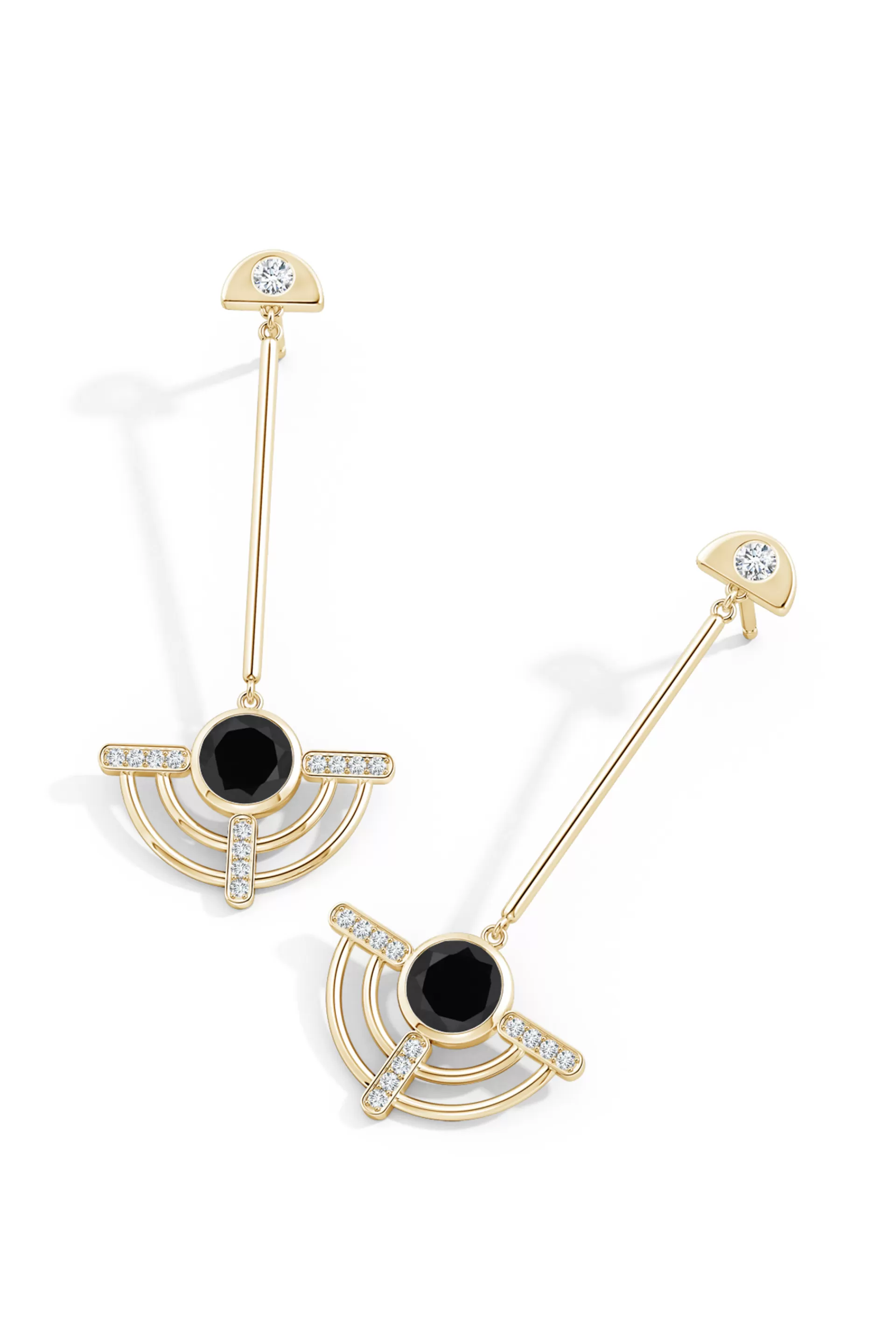 Natori Earrings | Infinity<Infinity Half Concentric 14K Gold And Black Onyx Dangle Earrings