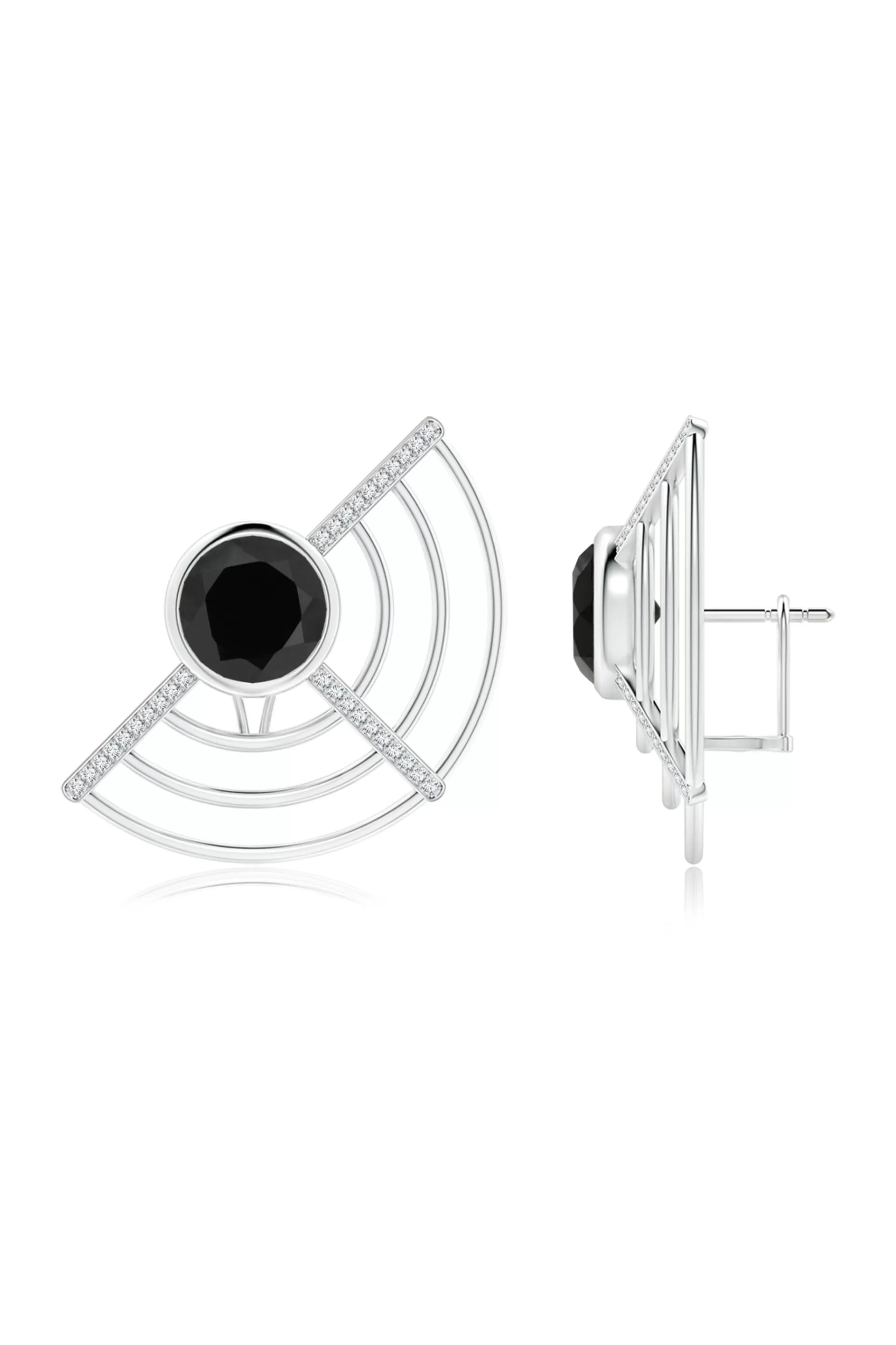 Natori Earrings | Infinity<Infinity Half Concentric Circle 14K Gold And Black Onyx Button Studs