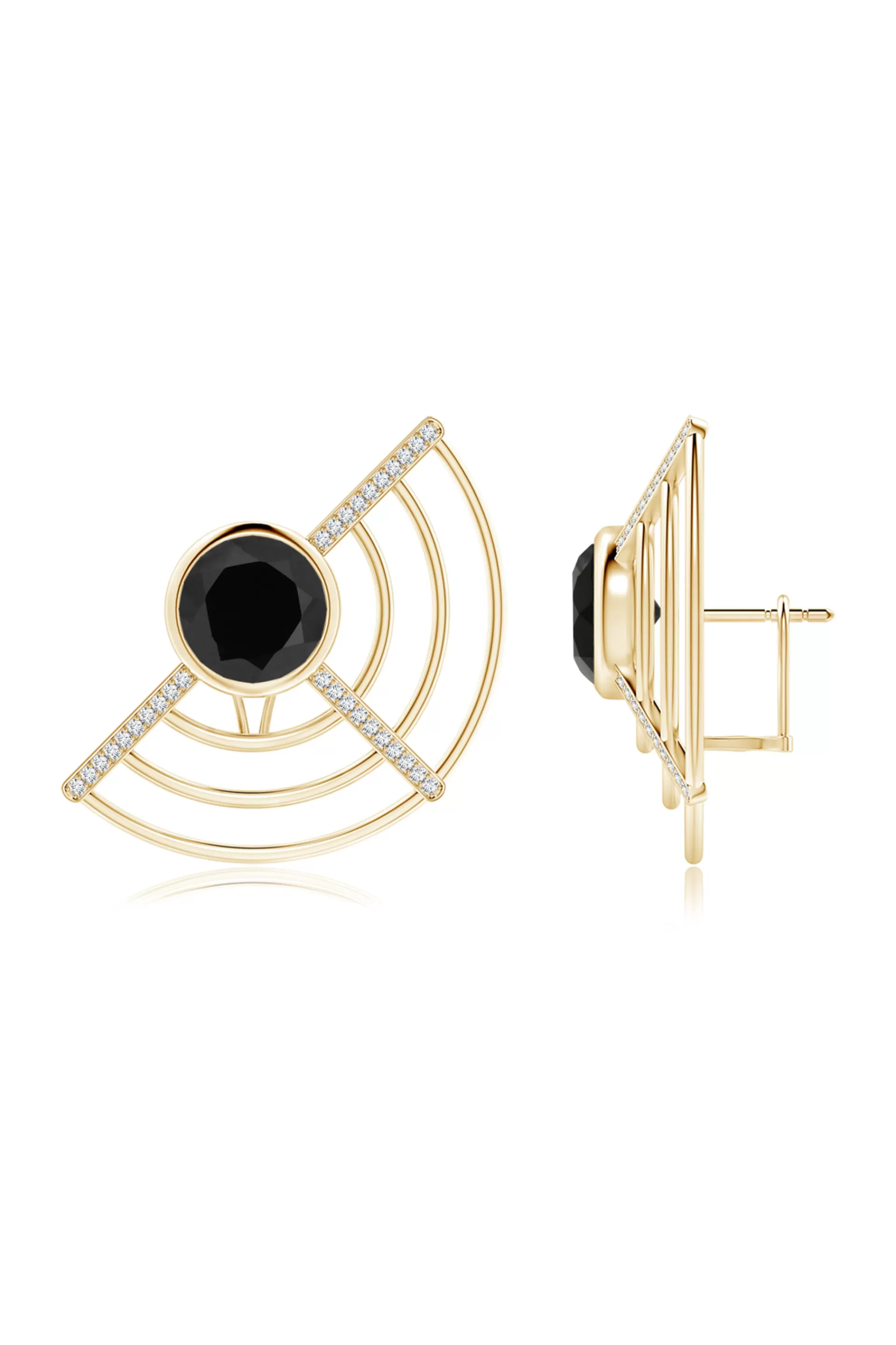 Natori Earrings | Infinity<Infinity Half Concentric Circle 14K Gold And Black Onyx Button Studs