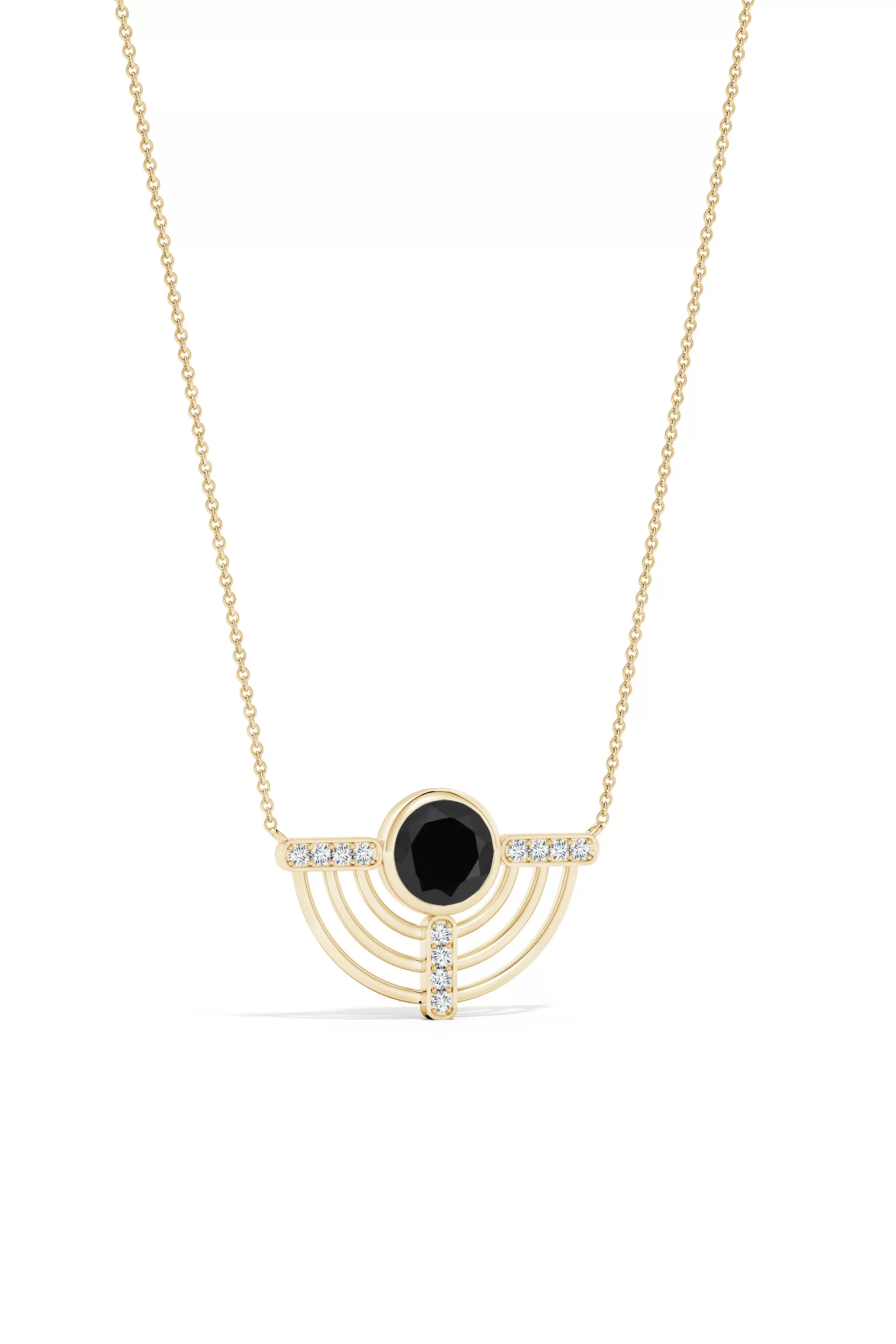 Natori Necklaces | Infinity<Infinity Half Concentric Circle 14K Gold And Black Onyx Pendant Necklace
