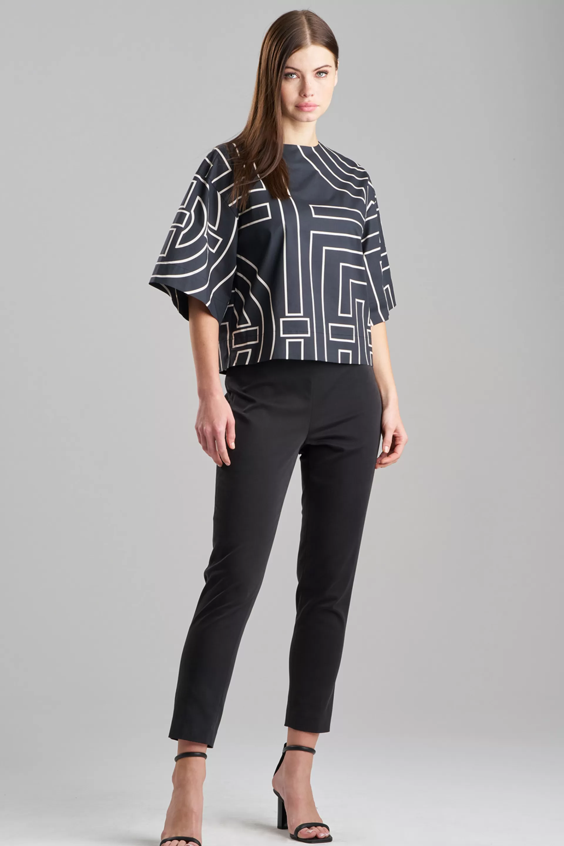 Natori Tops, Shirts & Tunics<Infinity Printed Cotton Poplin T-shirt Black/Cream