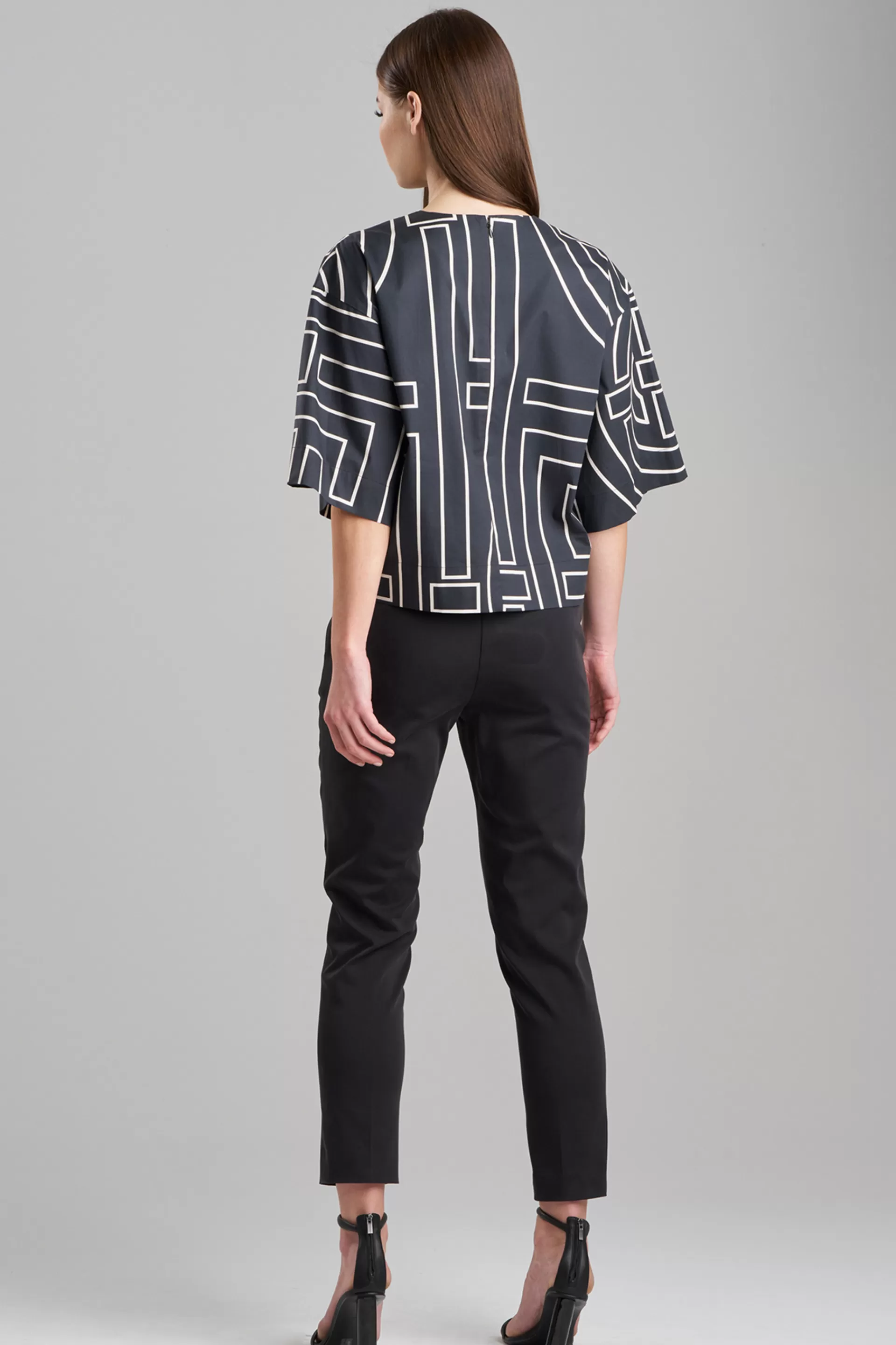 Natori Tops, Shirts & Tunics<Infinity Printed Cotton Poplin T-shirt Black/Cream