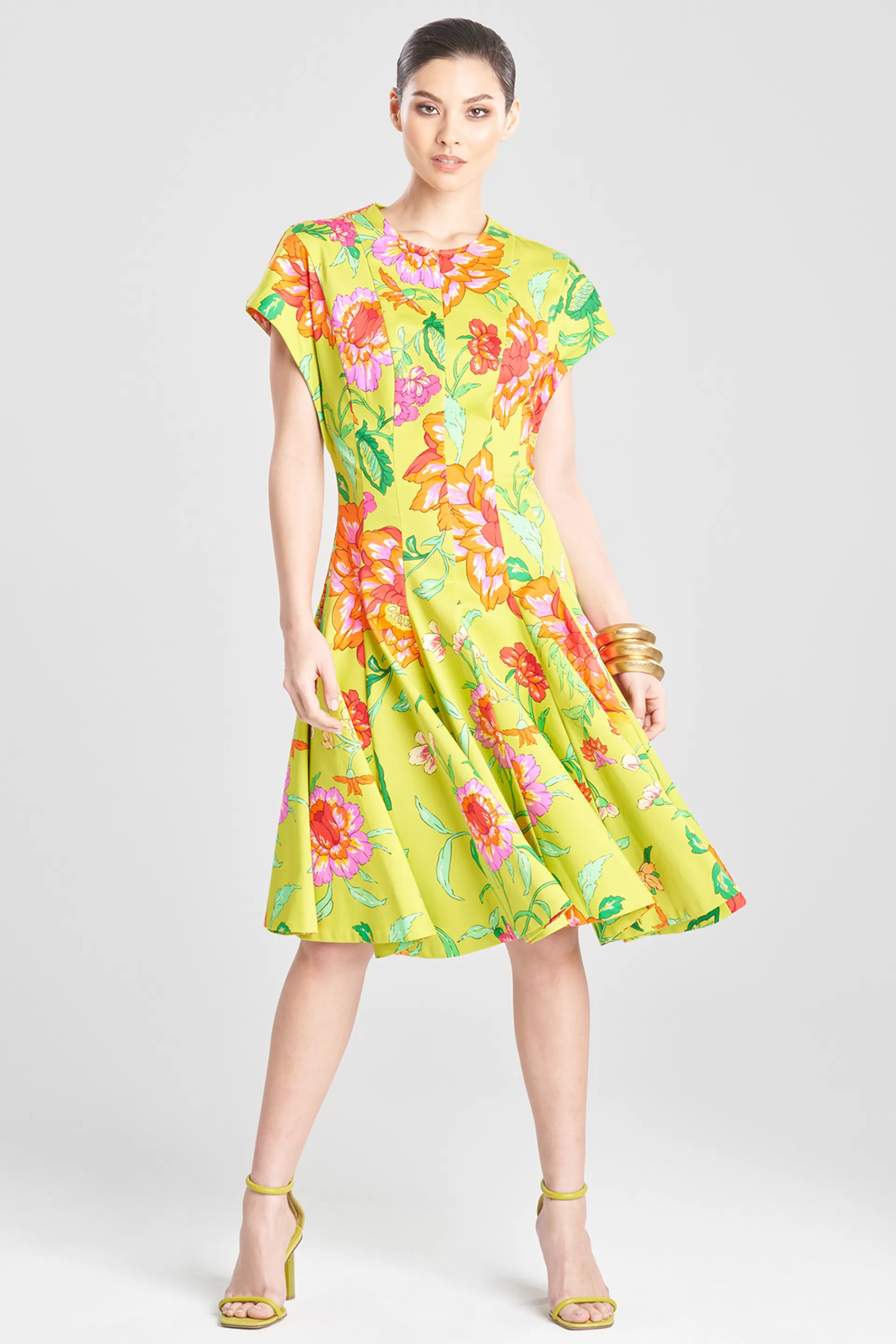 Natori Dresses | Wedding Guest Dresses<Junko Cotton Chino Pleated Dress Chartreuse