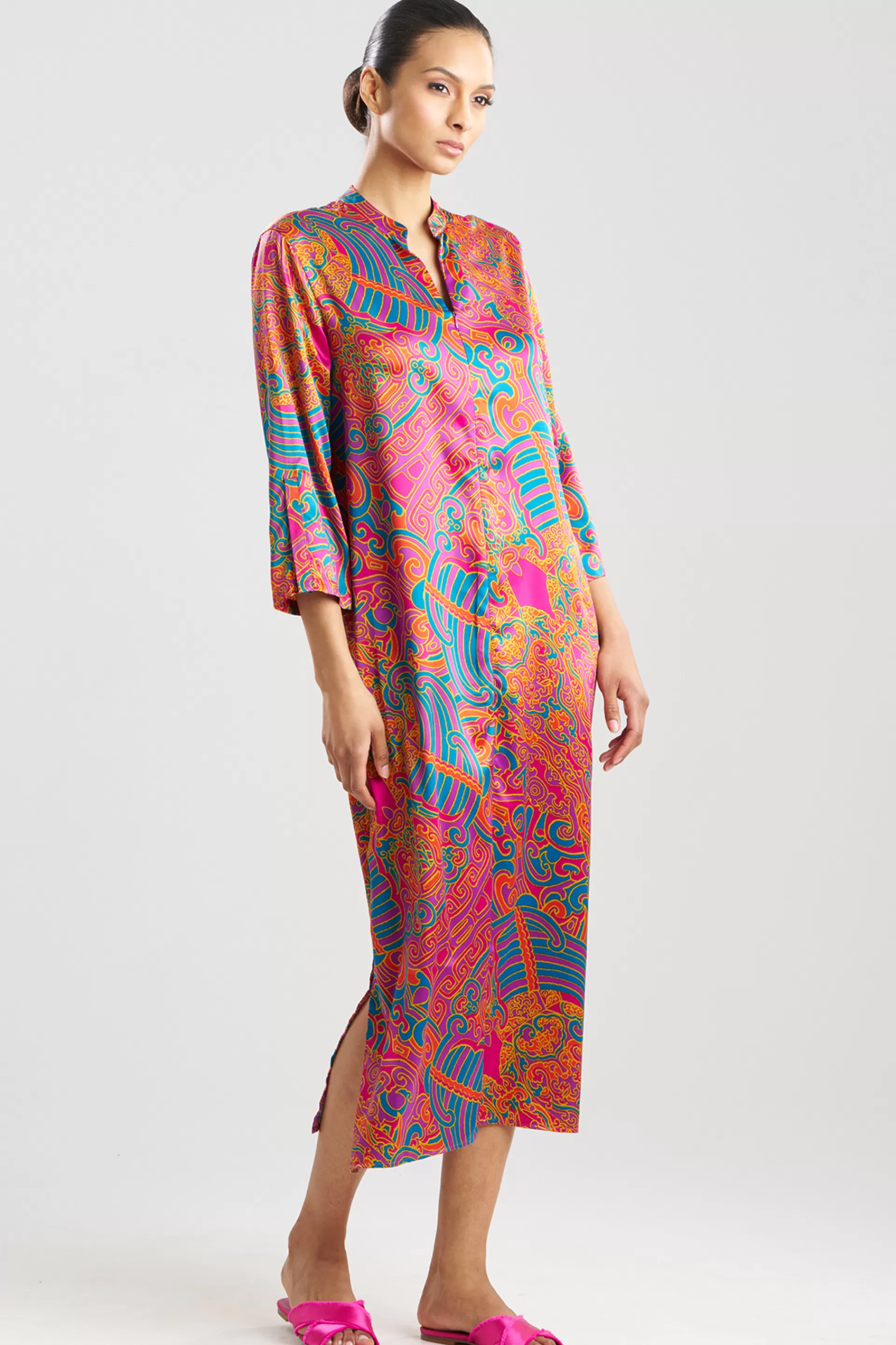 Natori Caftans | Caftan Dresses<Kaleidoscope Satin Zip Caftan