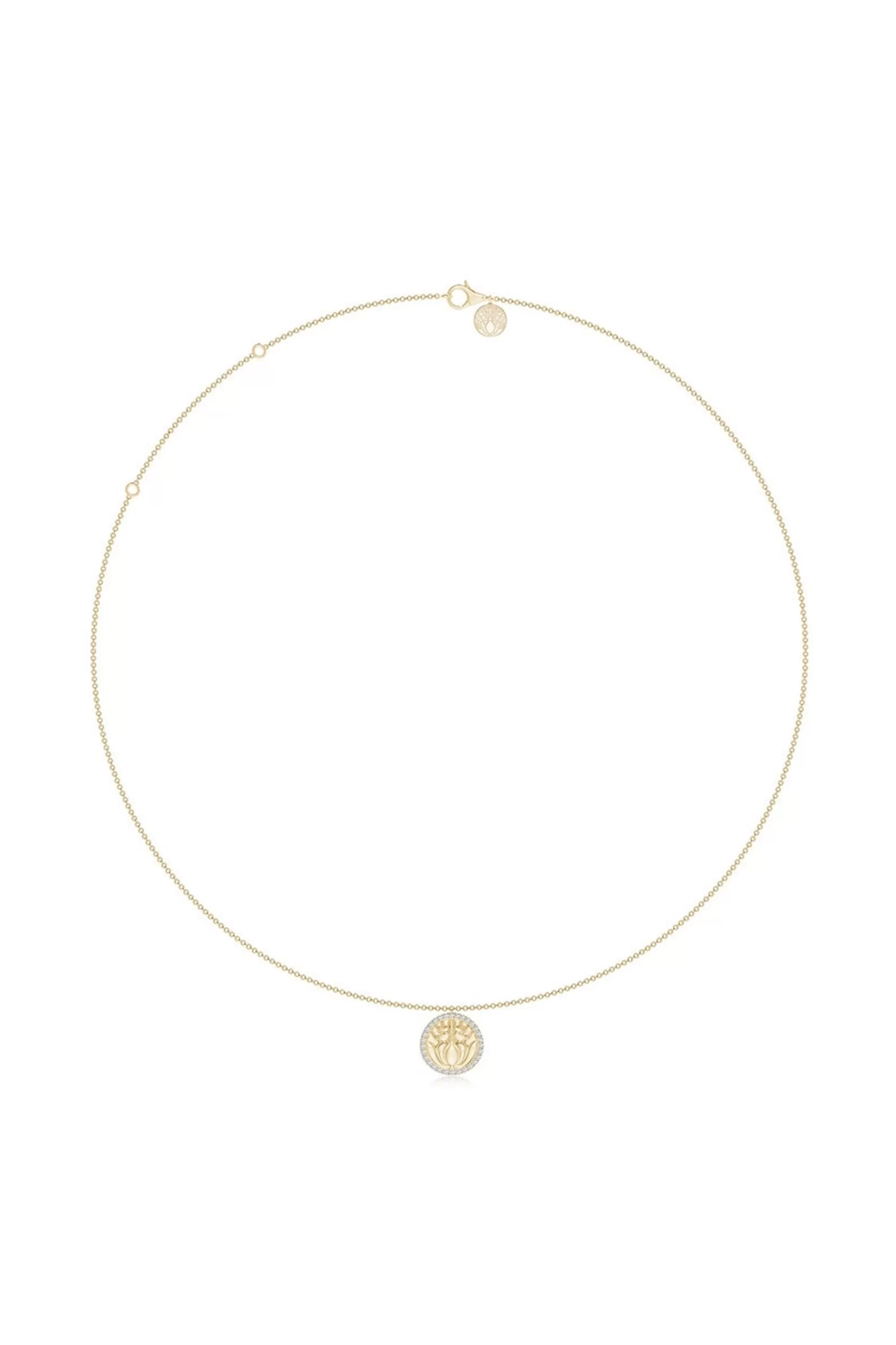 Natori Necklaces | Kamon<Kamon 14k Diamond Border Pendant Necklace 14K Yellow Gold