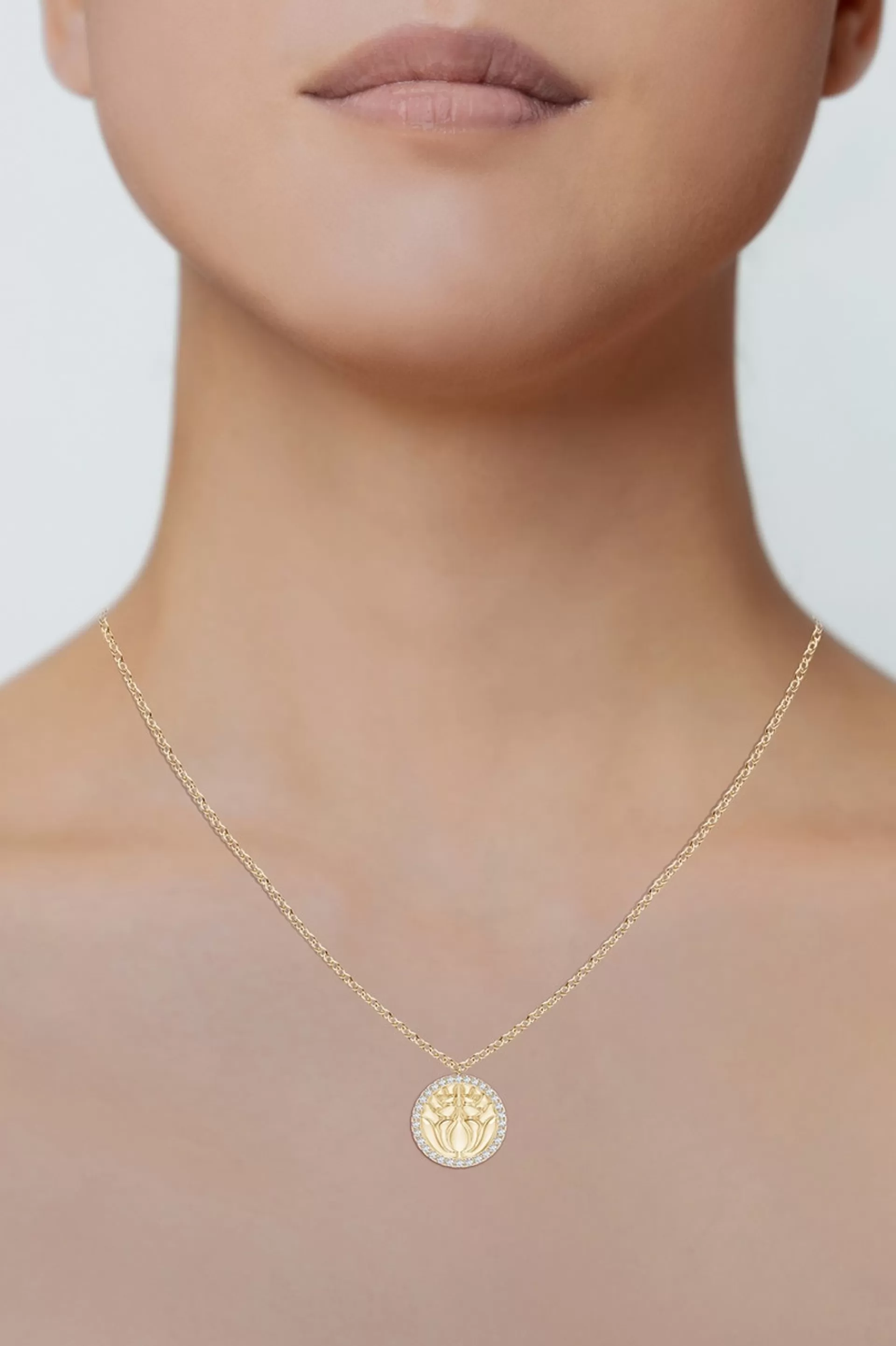 Natori Necklaces | Kamon<Kamon 14k Diamond Border Pendant Necklace 14K Yellow Gold