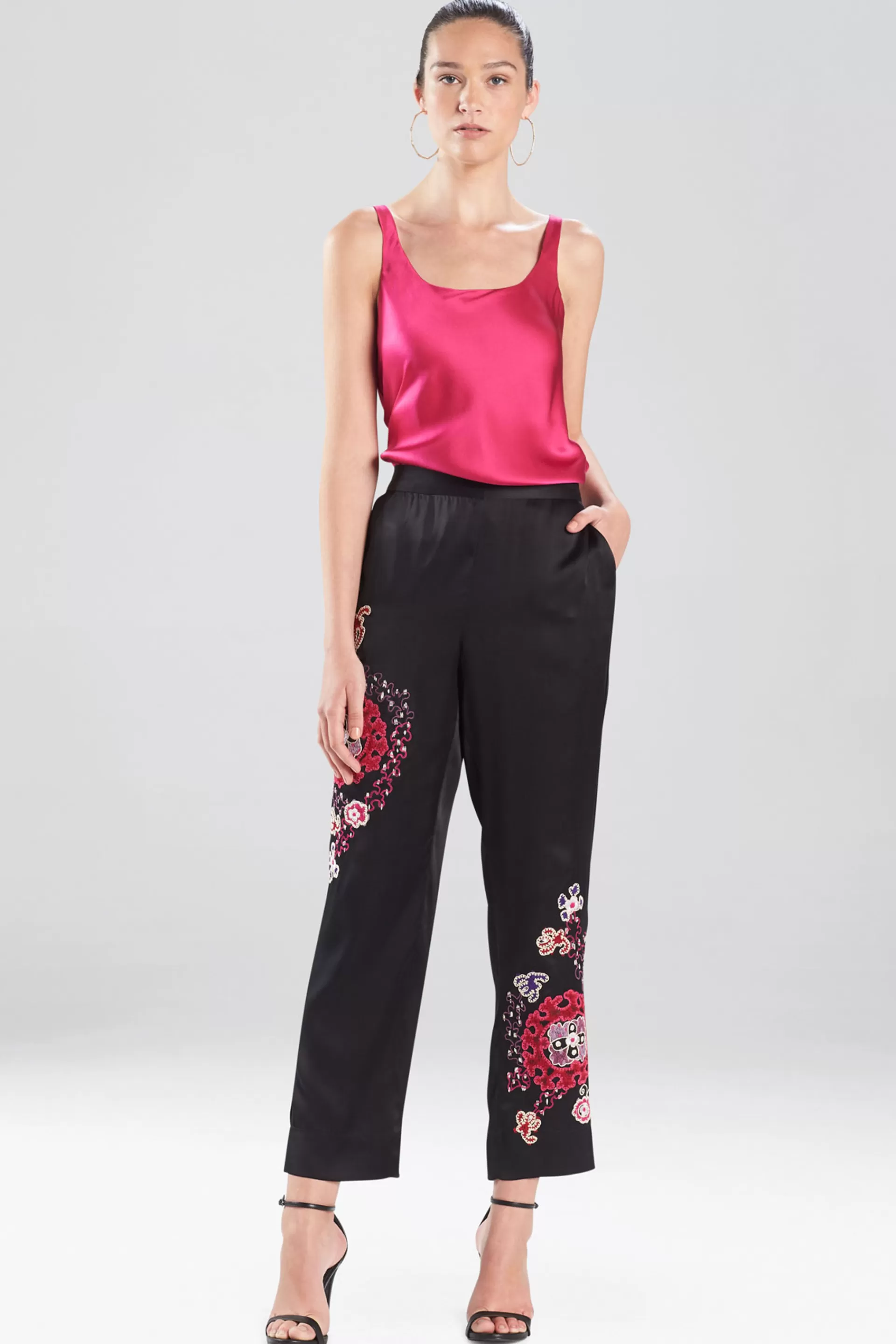 Natori Pajama Bottoms<Kashmir Silk Embroidery Pants Black