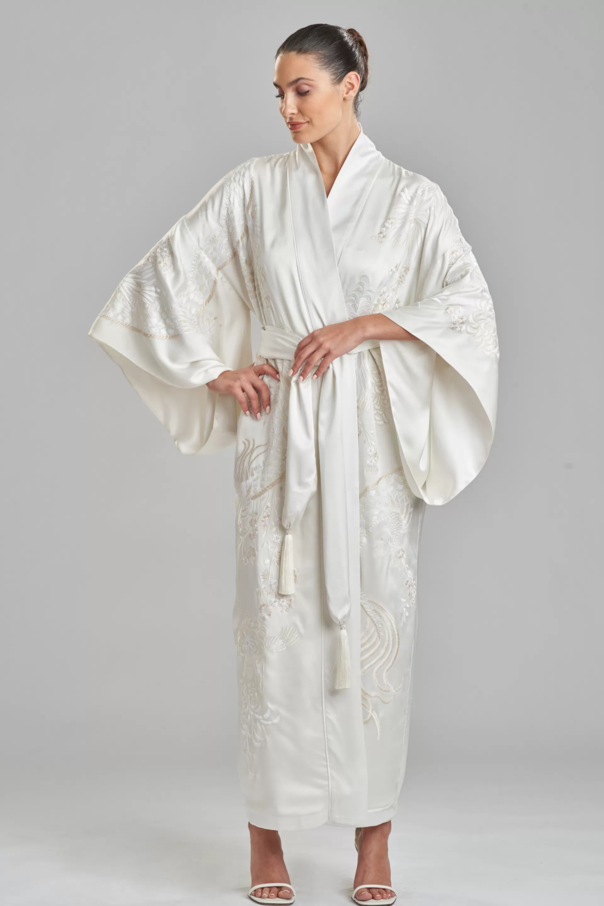 Natori Robes & Kimonos | Bridal Robes & Wraps<Key Essentials Embroidered Silk Robe Warm White