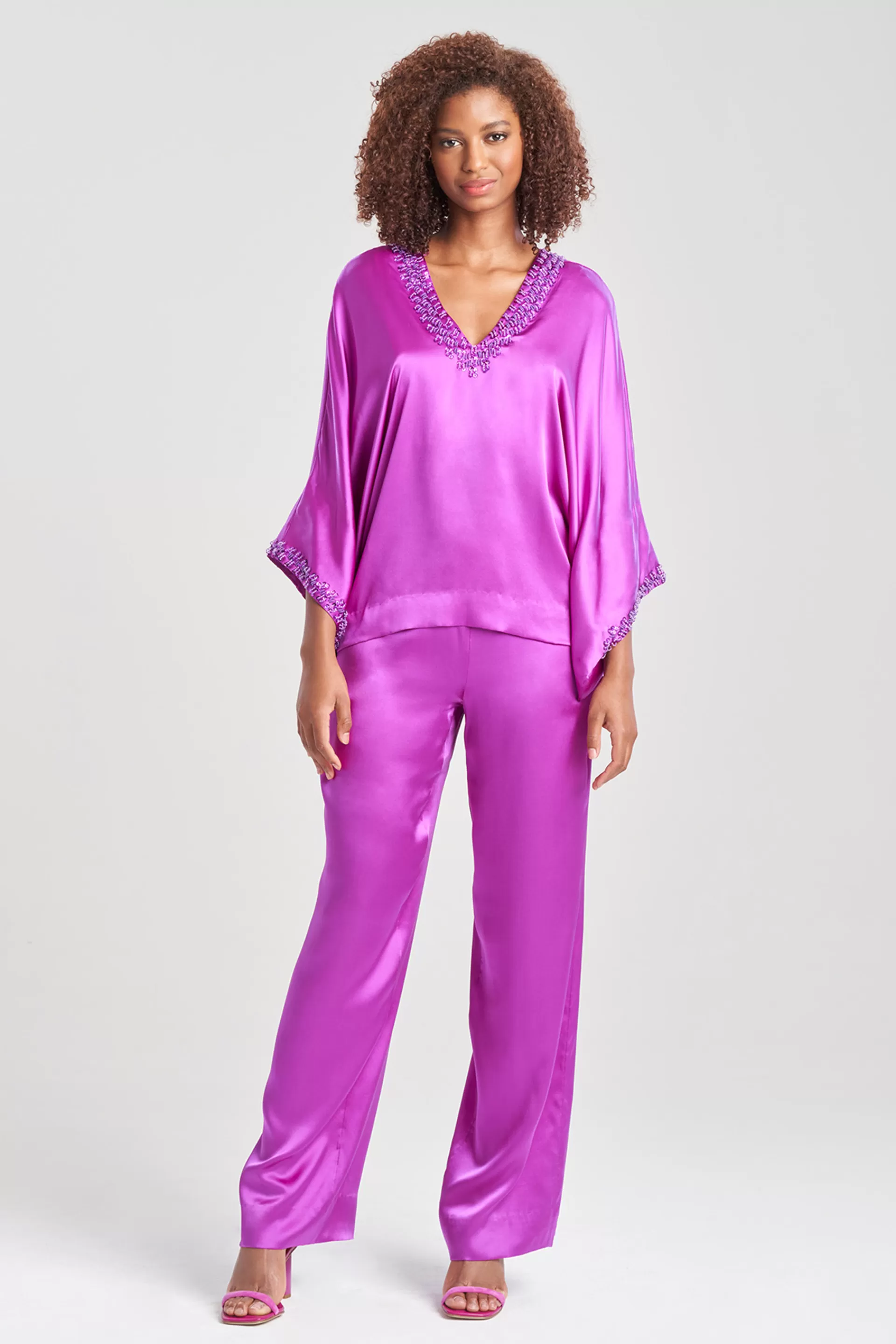 Natori Tops, Shirts & Tunics<Key Essentials Silk Embroidered Kimono Sleeve Top