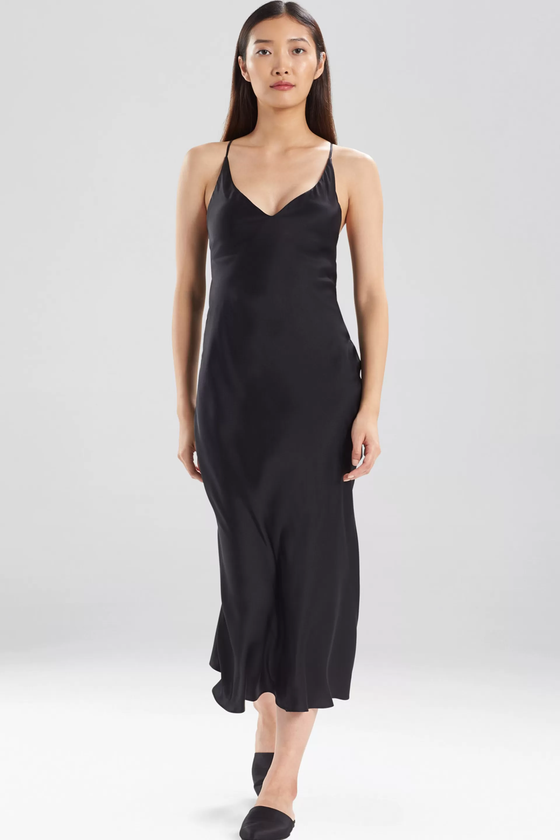 Natori Dresses | Gowns<Key Essentials Silk Gown With Embroidery Black