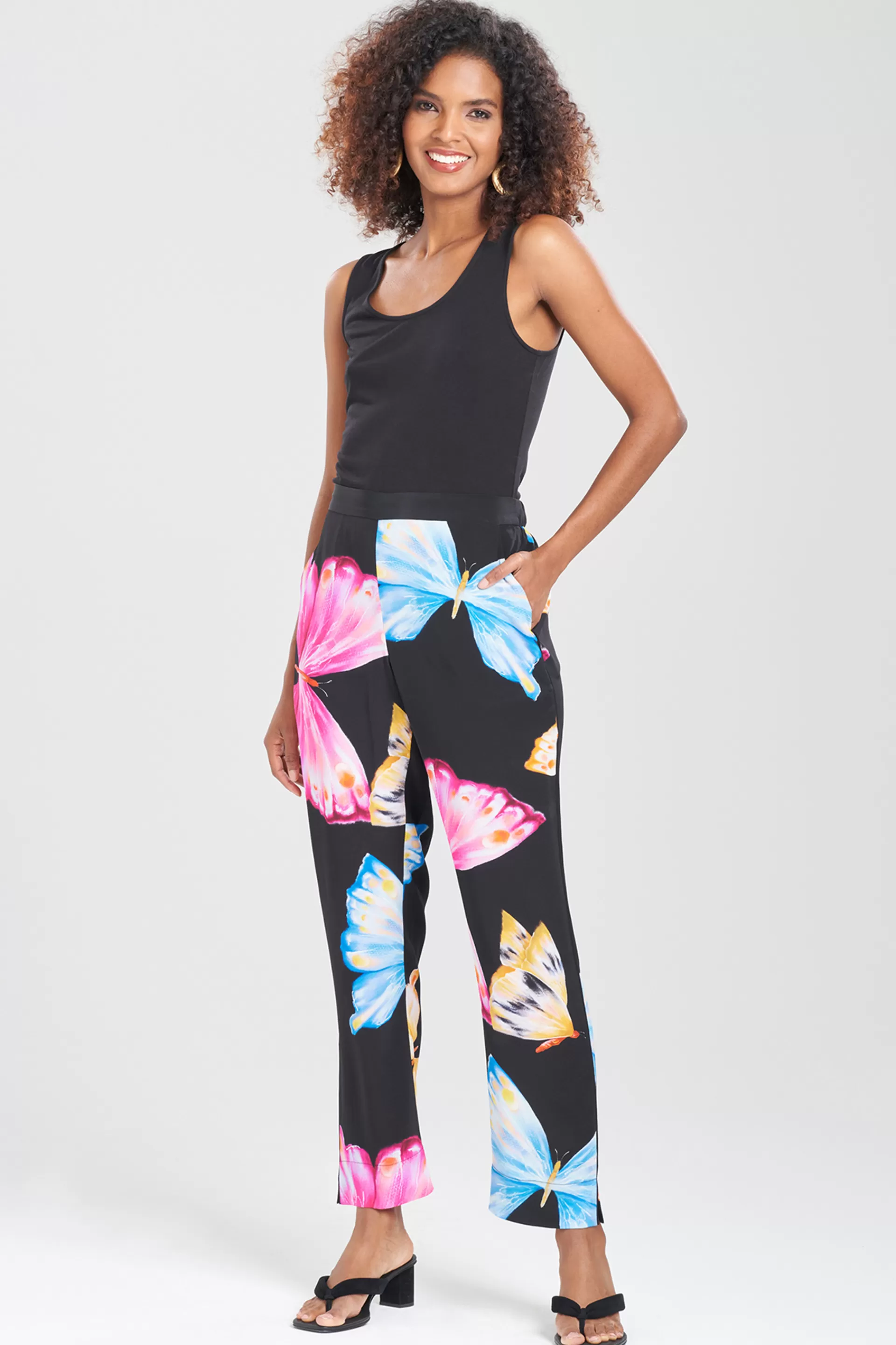 Natori Pants, Skirts & Shorts<Kyoko Butterfly Silk Pants Black Multi