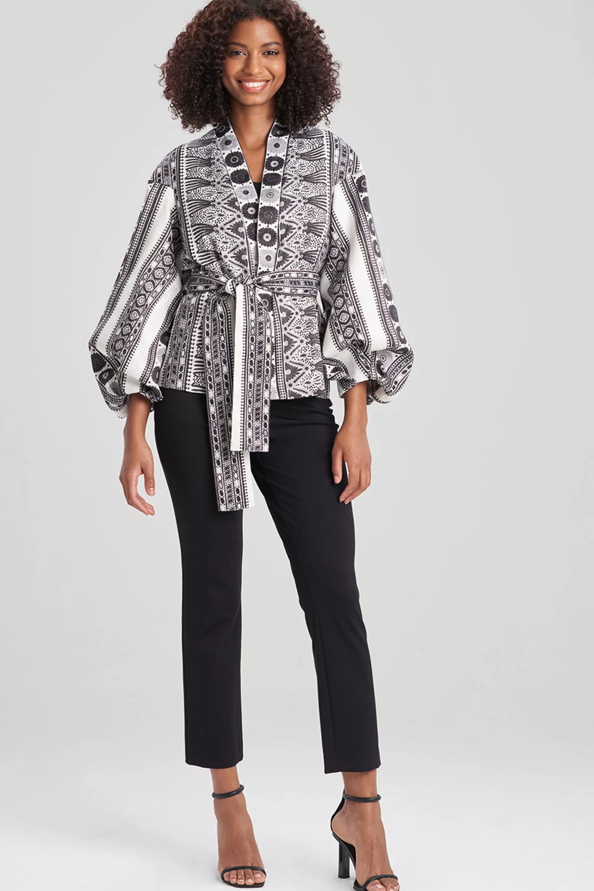 Natori Jackets & Outerwear<Le Souk Jacquard Belted Topper Warm White