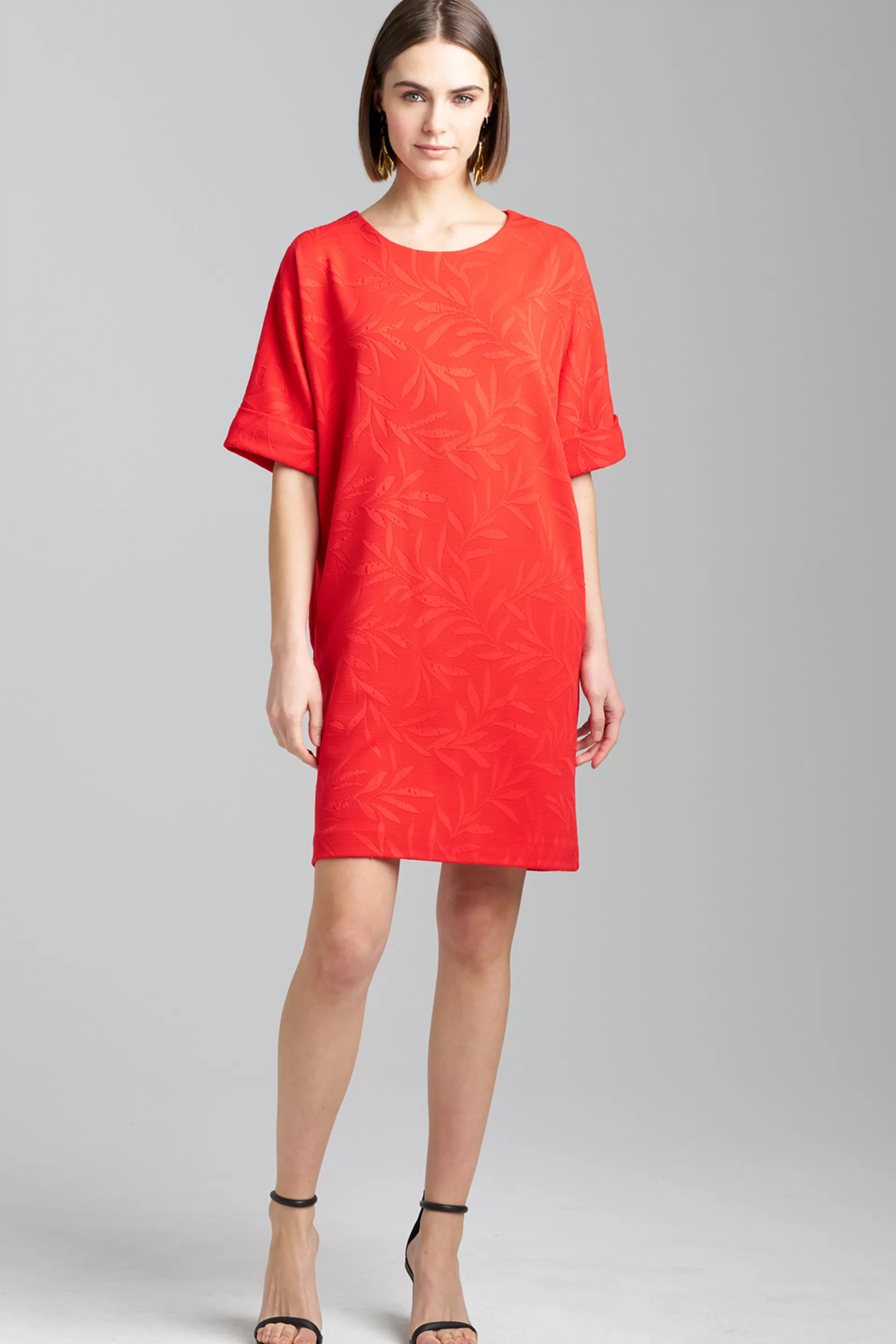 Natori Dresses<Leaves Jacquard T-Shirt Dress Blood Orange