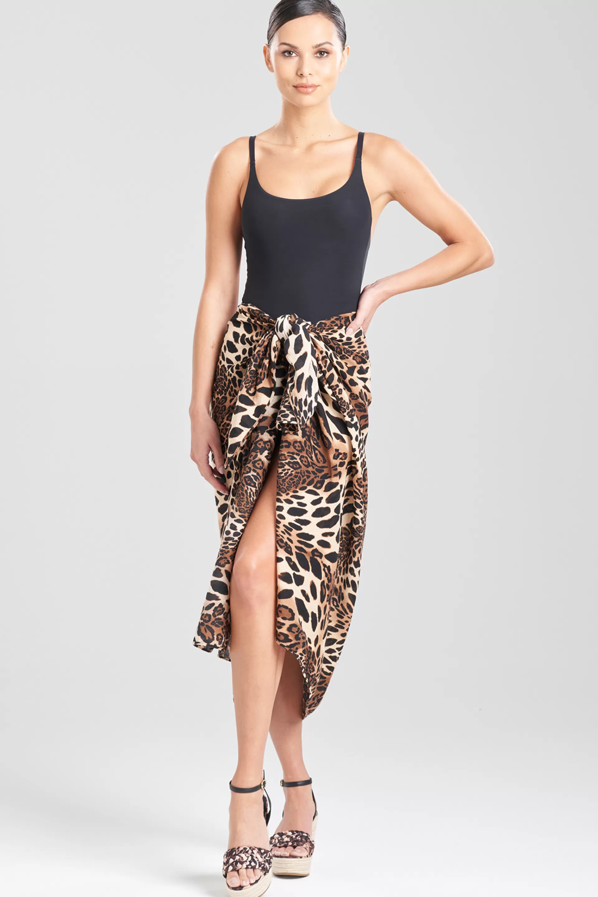 Natori Pareos<Leopard Cotton Gauze Pareo Chestnut