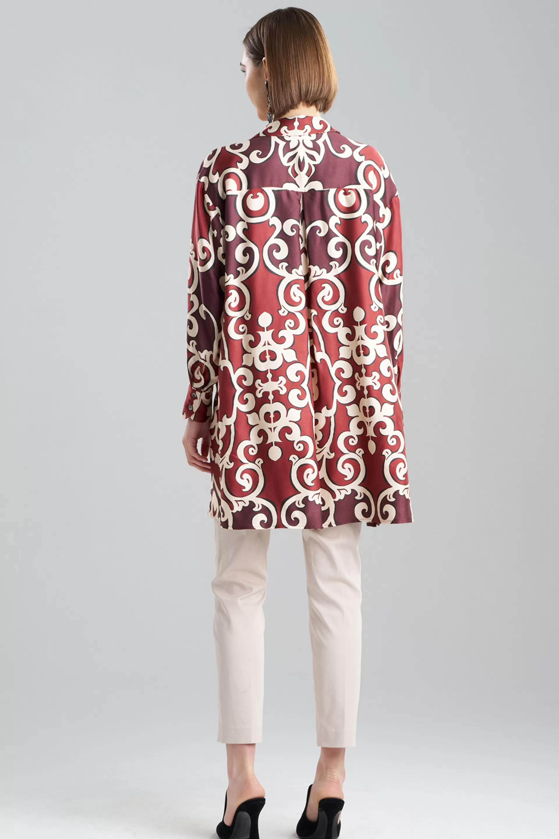 Natori Tops, Shirts & Tunics<Leticia Printed Crepe Oversized Shirt Brick