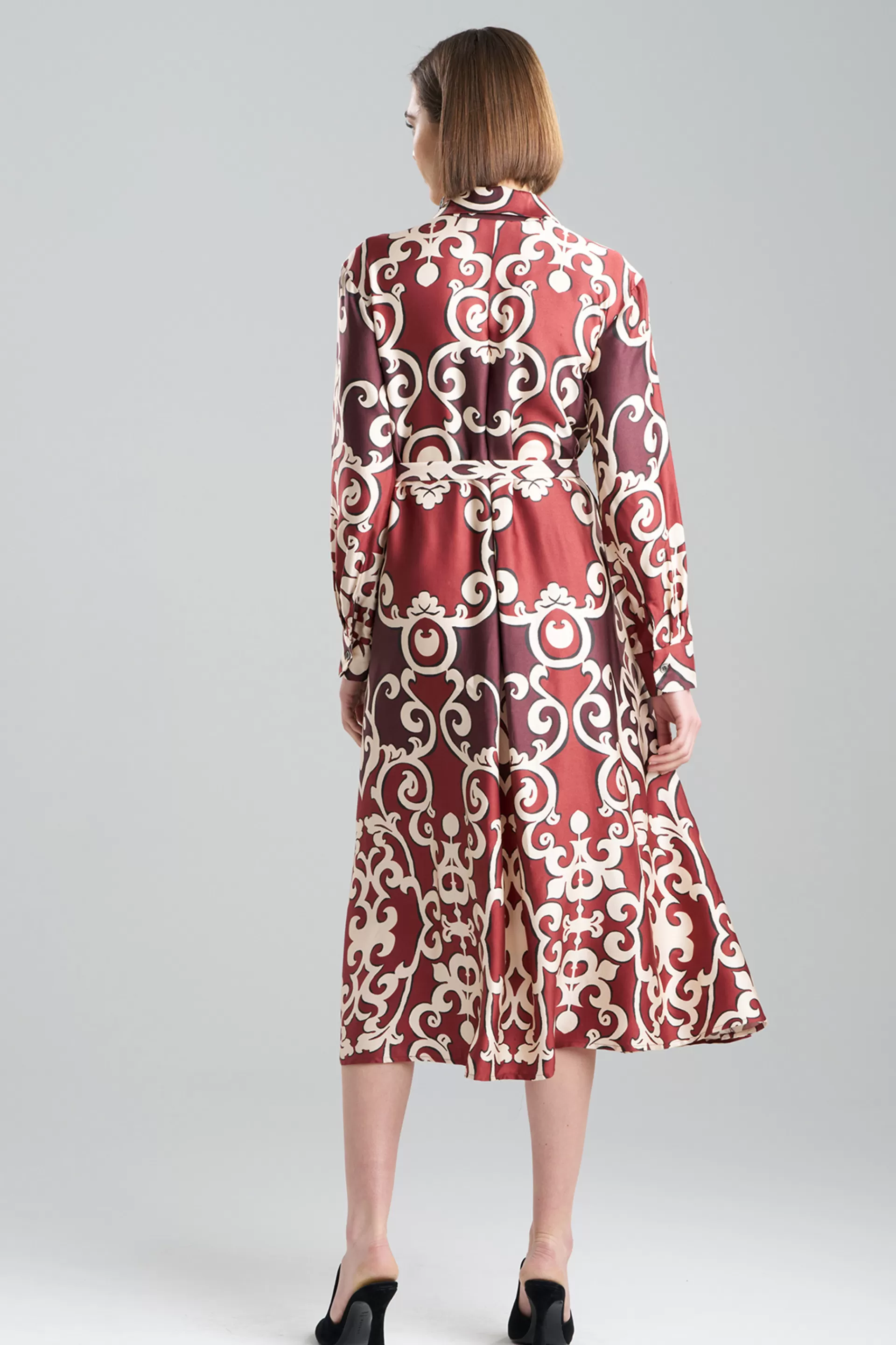 Natori Dresses<Leticia Printed Crepe Shirtdress Brick