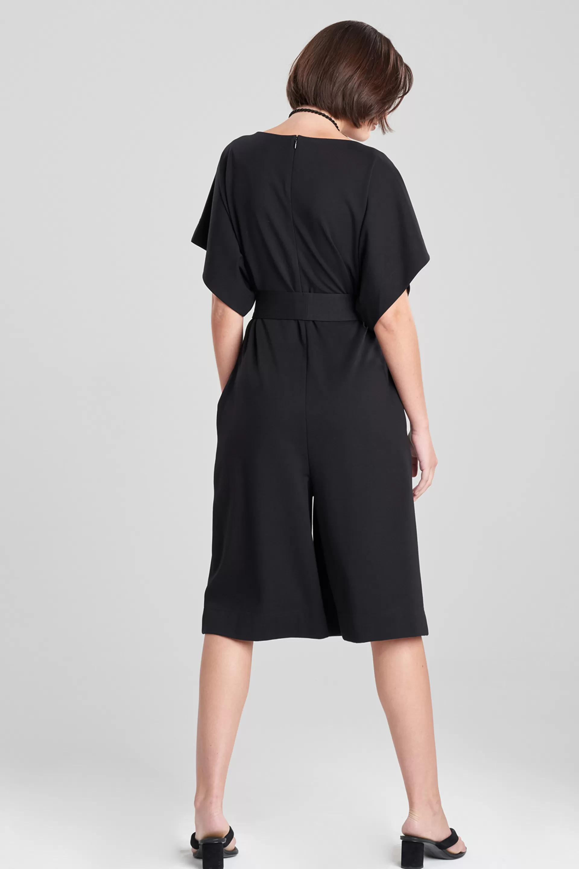 Natori Plus Sizes | Jumpsuits<Light Weight Ponte Belted Jumpsuit Black