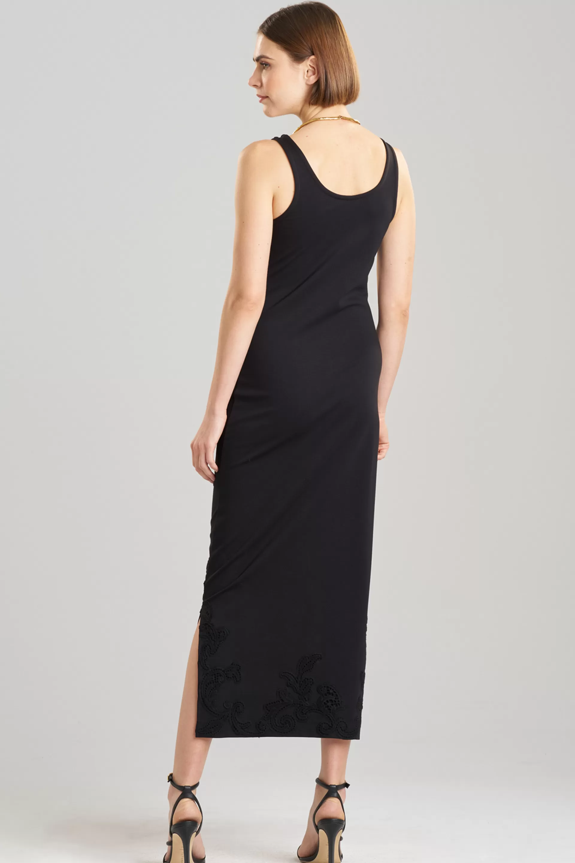 Natori Dresses<Light Weight Ponte Embroidered Maxi Dress Black