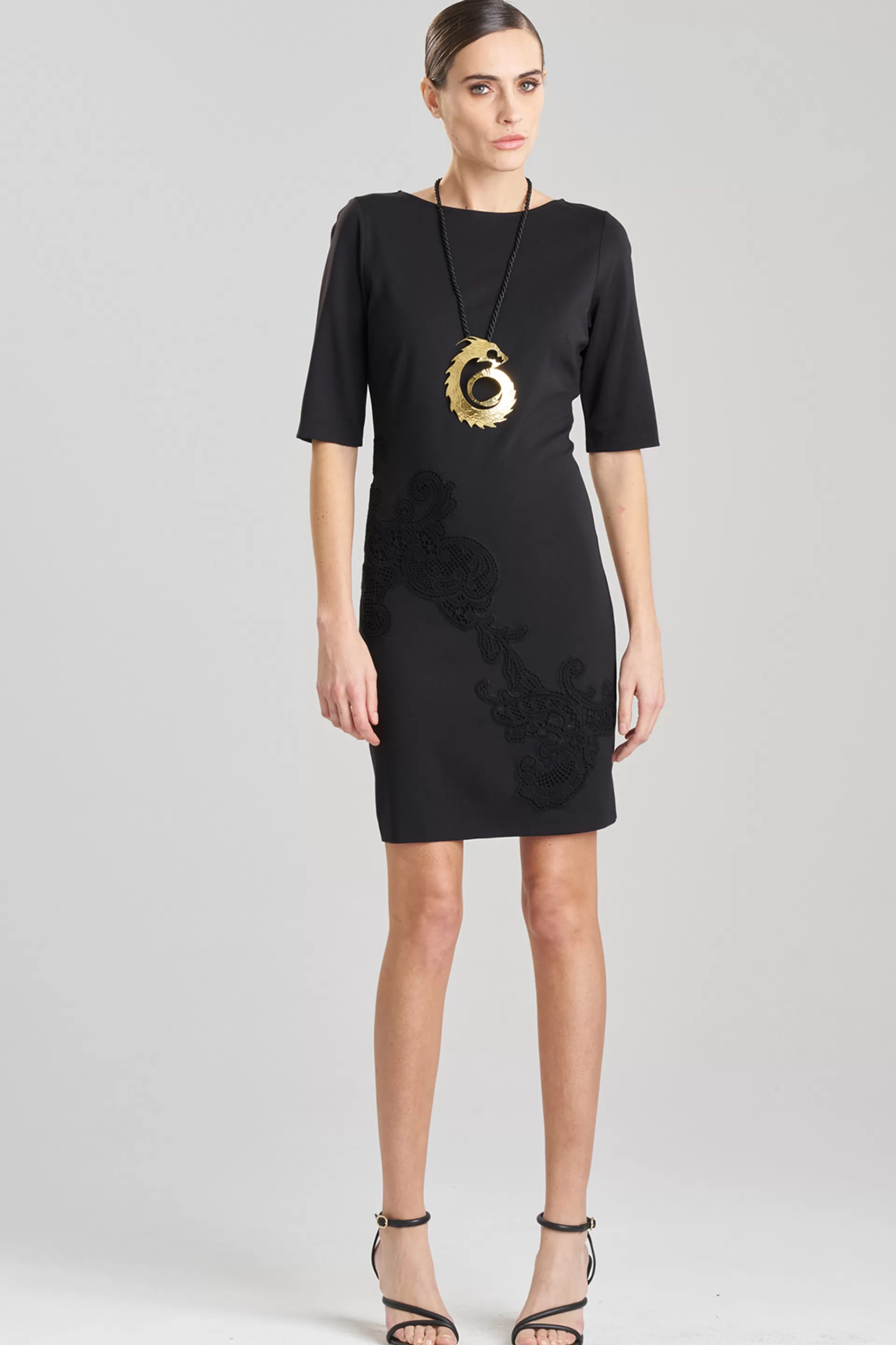 Natori Dresses | Plus Sizes<Light Weight Ponte Embroidered Sheath Dress Black