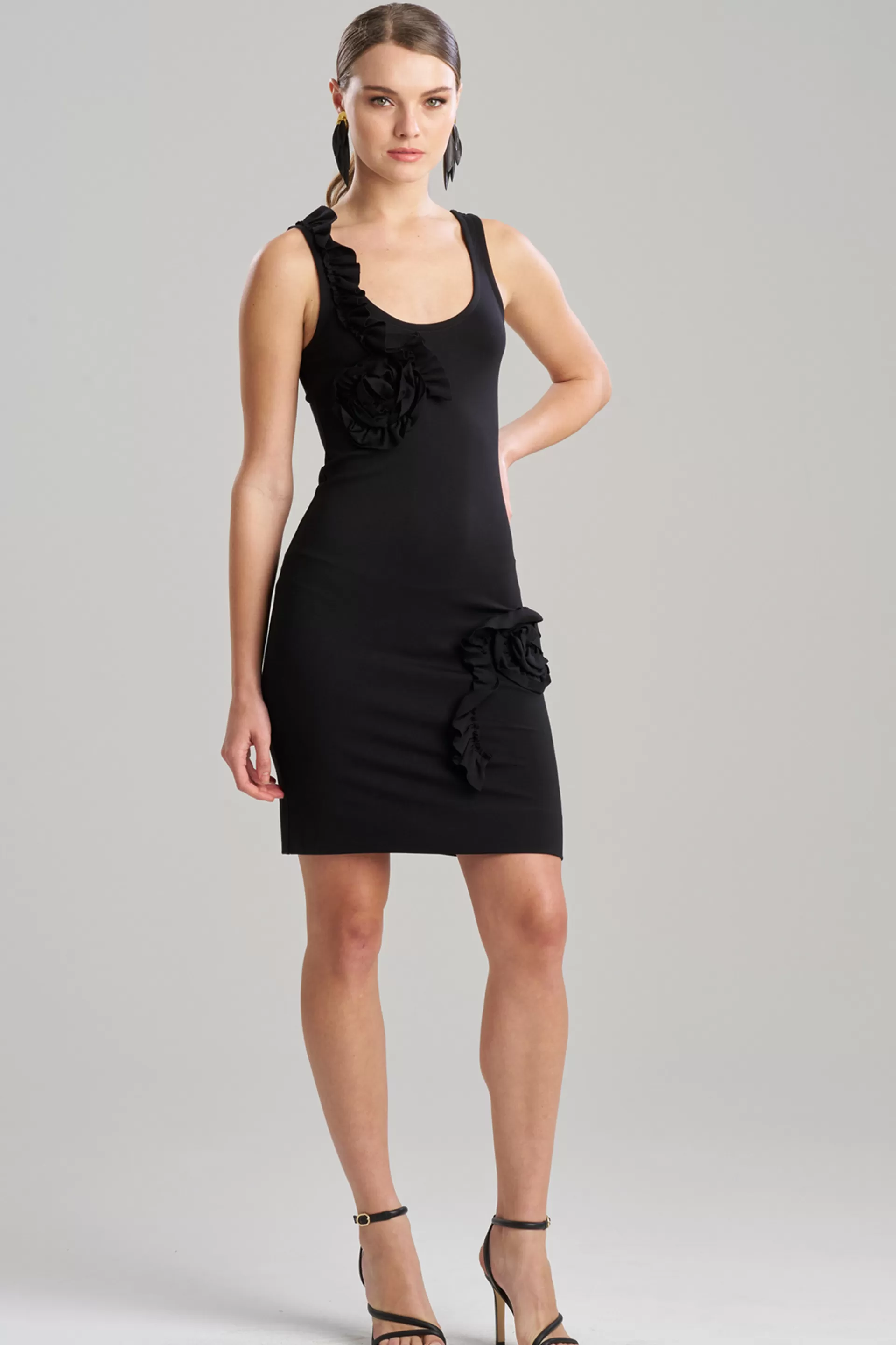 Natori Dresses<Light Weight Ponte Embroidered Tank Dress Black