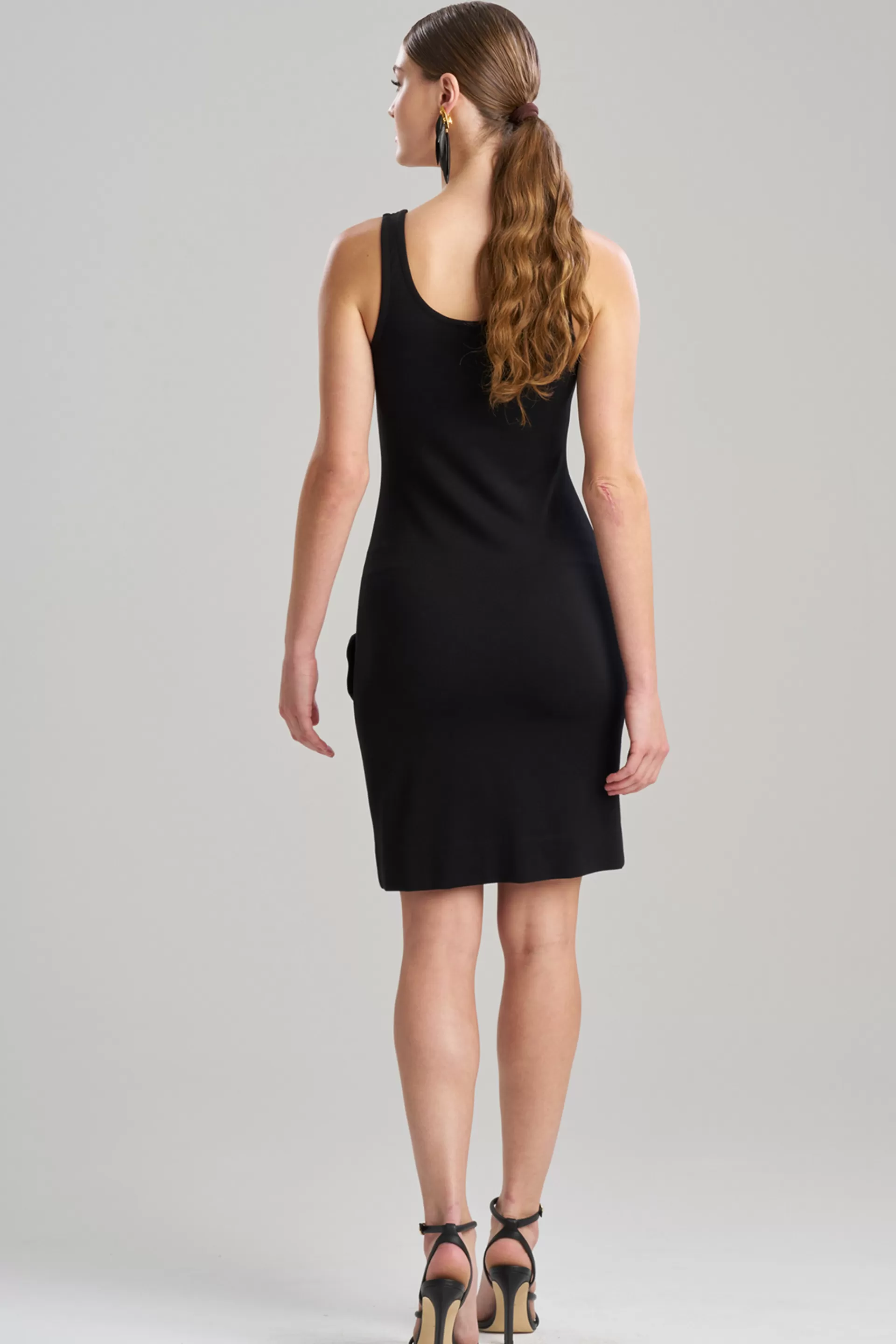 Natori Dresses<Light Weight Ponte Embroidered Tank Dress Black