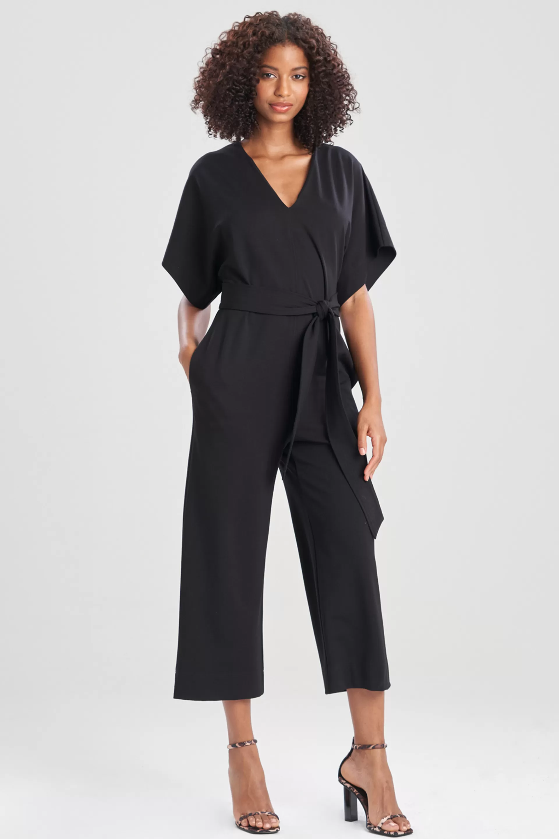 Natori Essentials | Jumpsuits<Light Weight Ponte Kimono V-Neck Jumpsuit Black