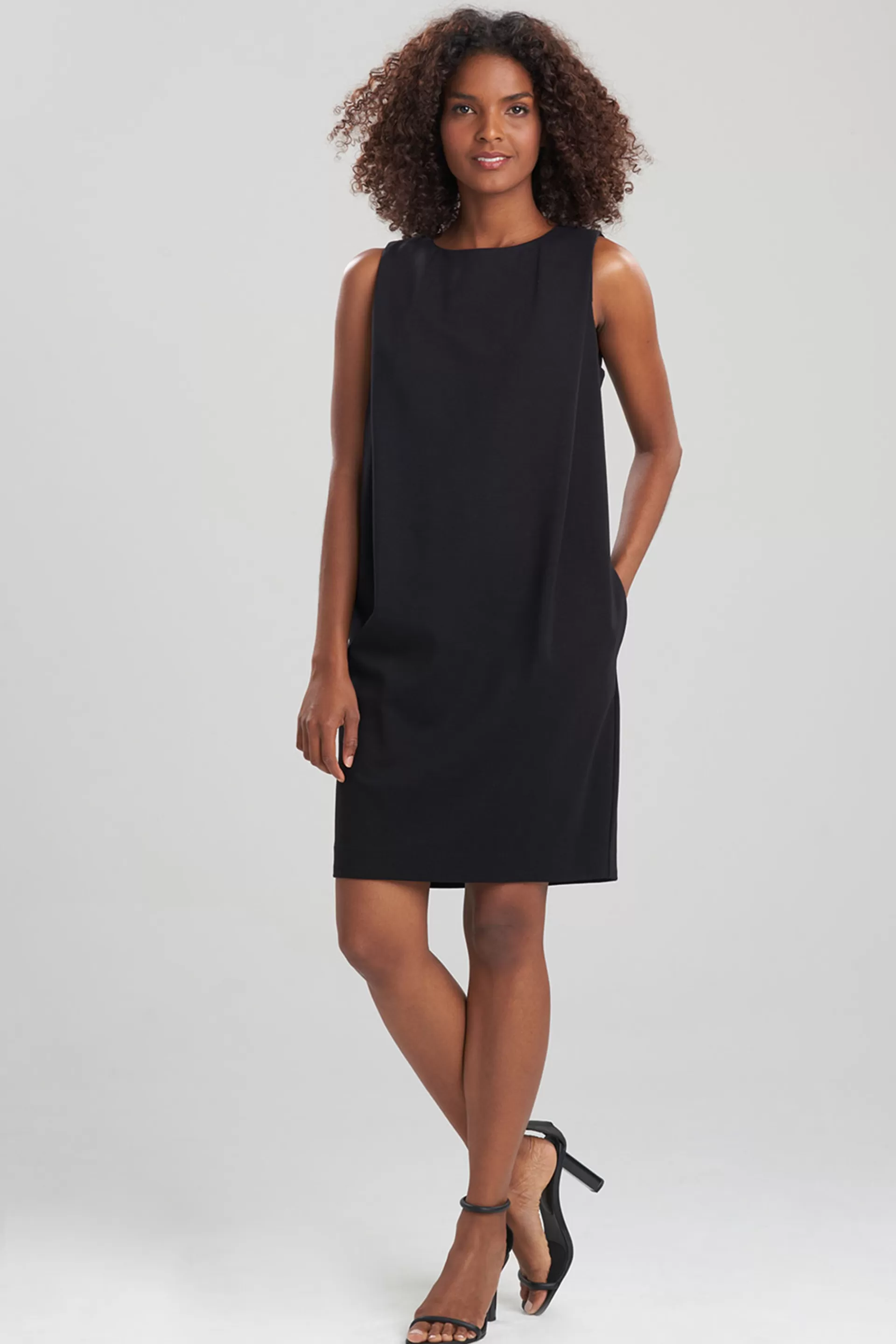 Natori Dresses | Essentials<Light Weight Ponte Pleated Shift Dress Black