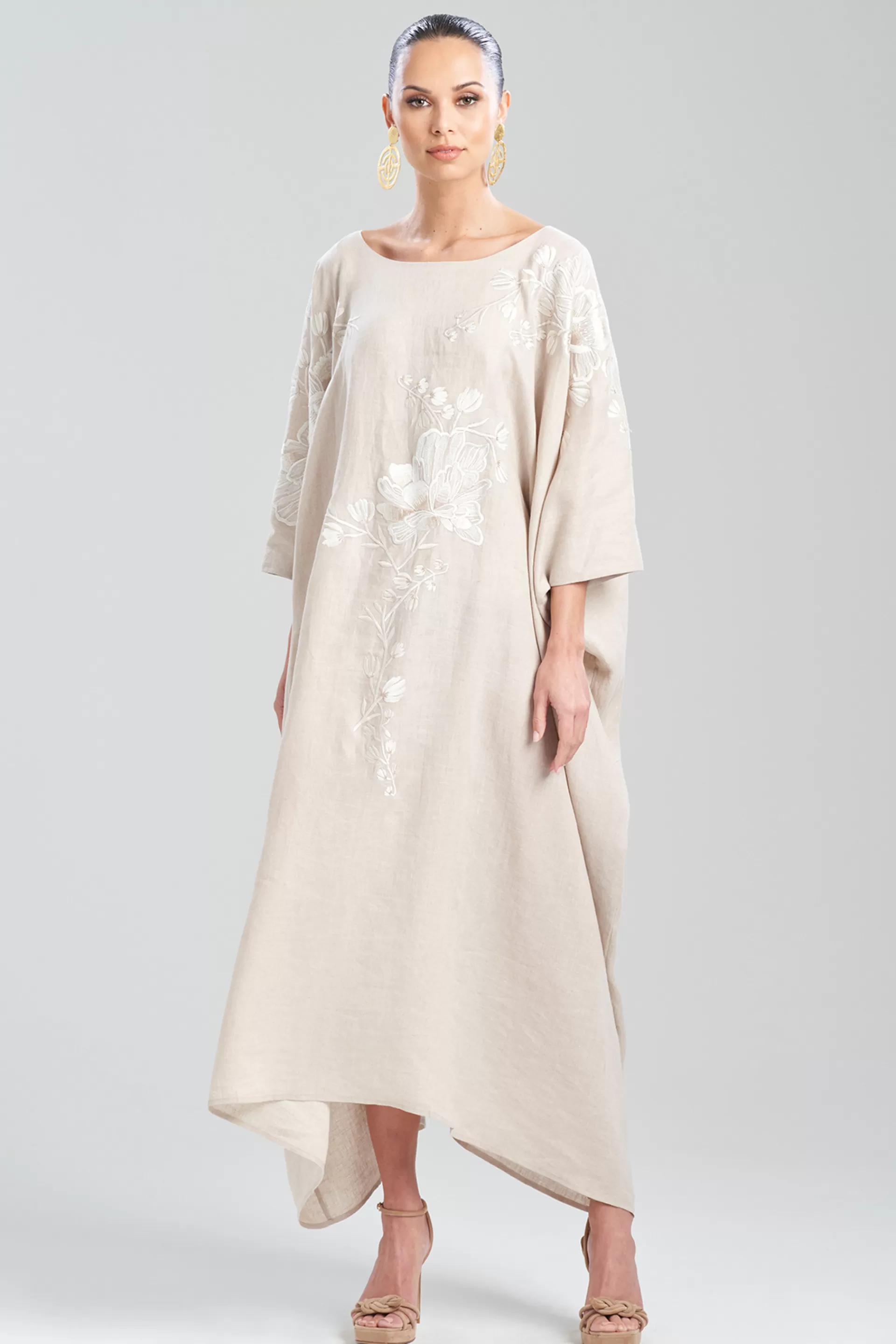 Natori Caftan Dresses<Linen Embroidered Caftan