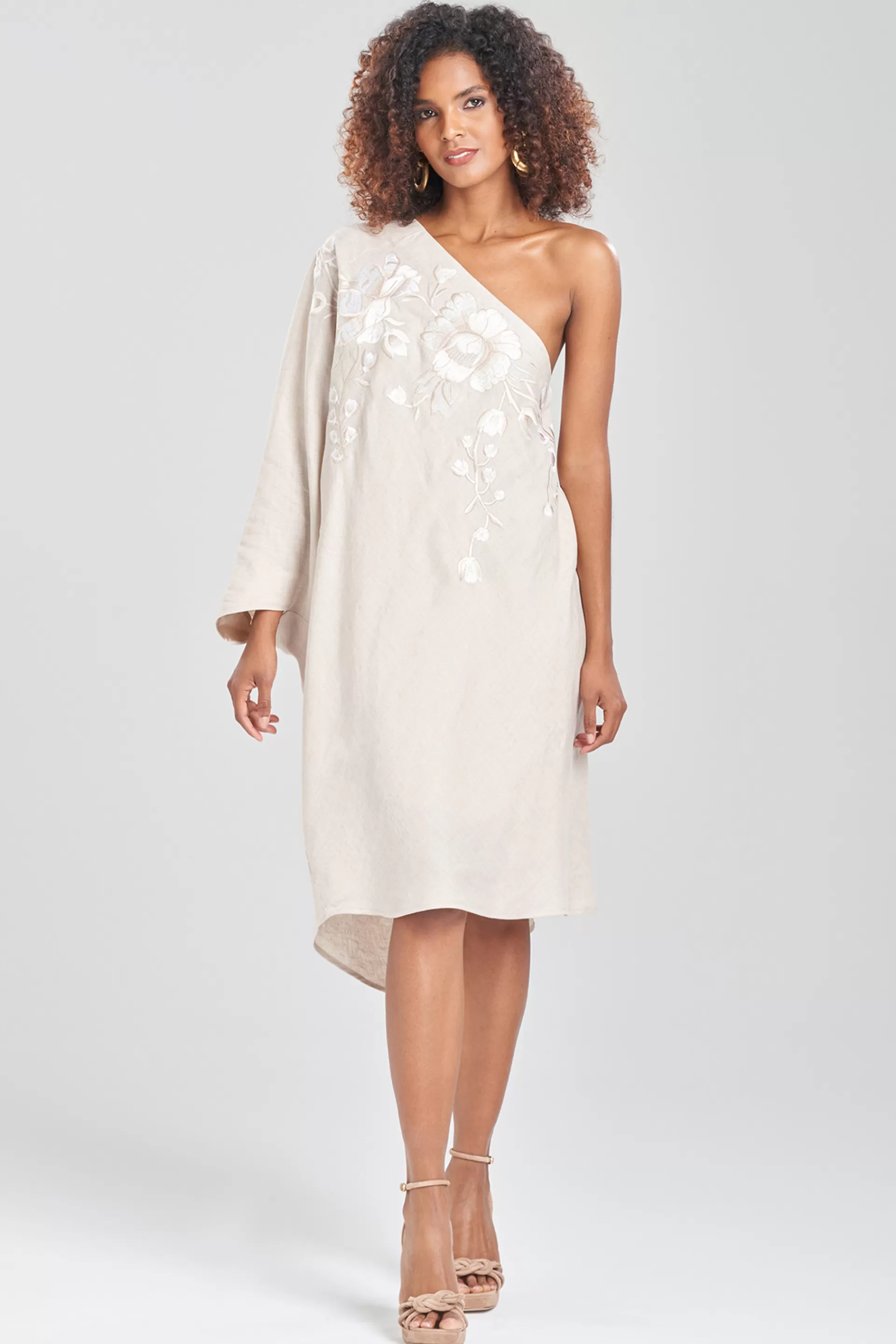 Natori Tops, Shirts & Tunics<Linen One Shoulder Embroidered Tunic Natural