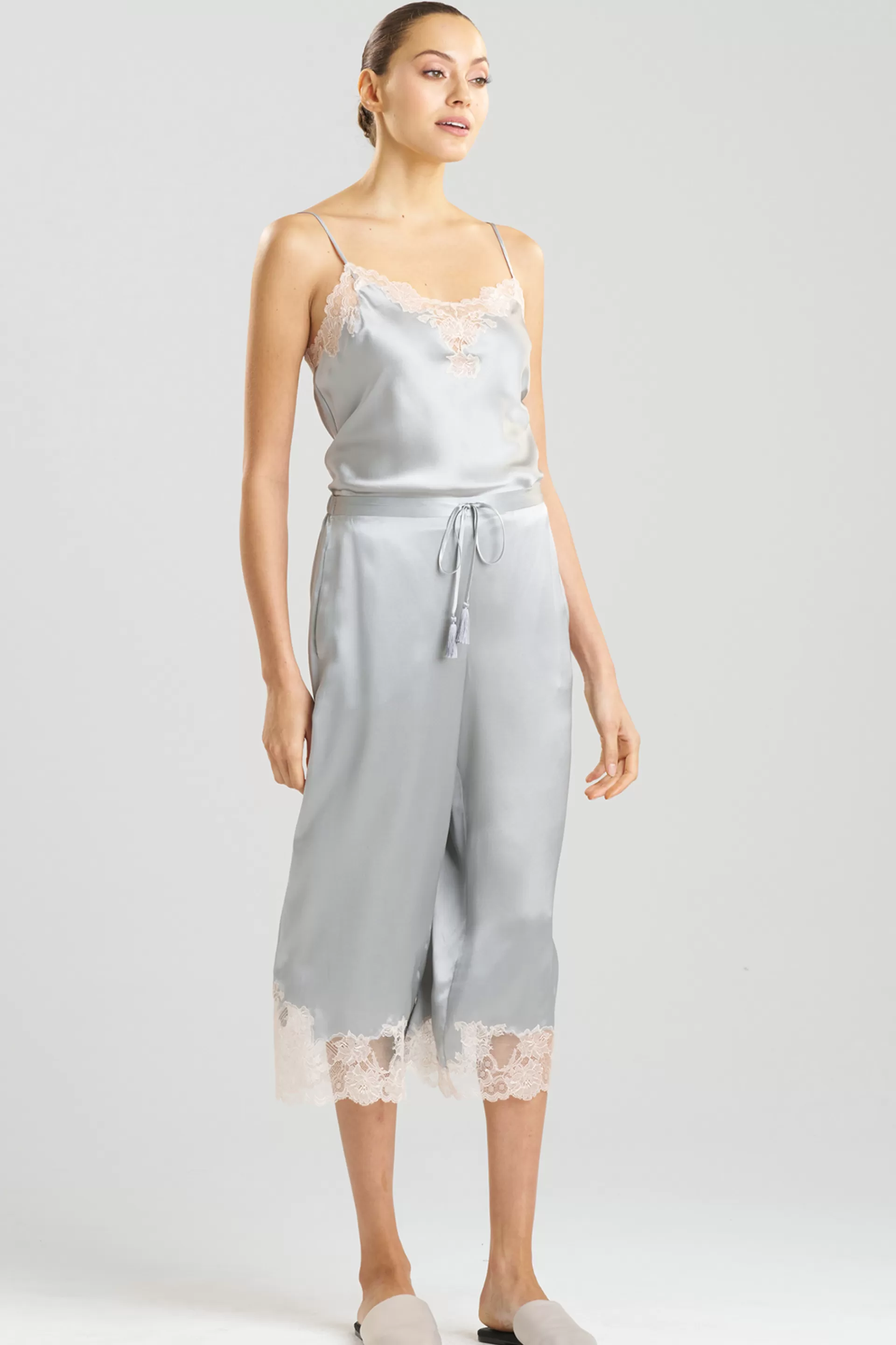 Natori Pajama Bottoms | Lounge Bottoms<Lolita Lace Trim Pants Silver/Ecru