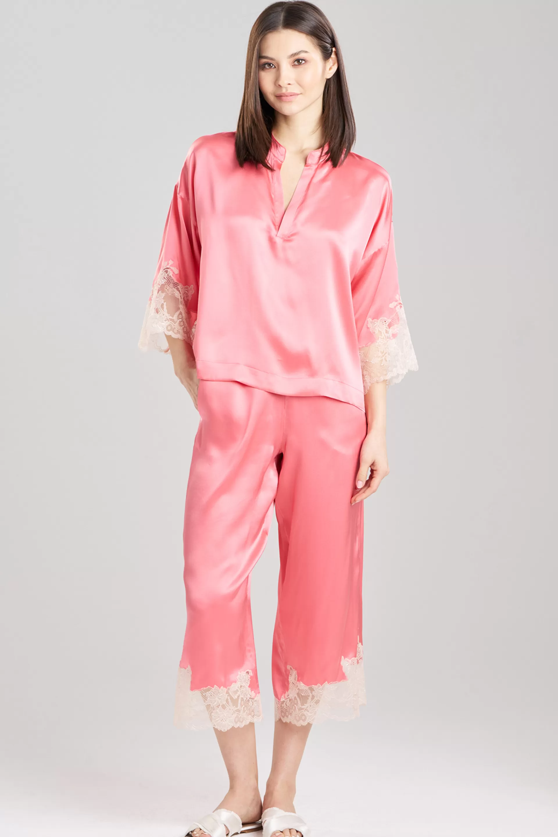 Natori Pajama Sets<Lolita Lace Trim Silk PJ Parfait/Ecru