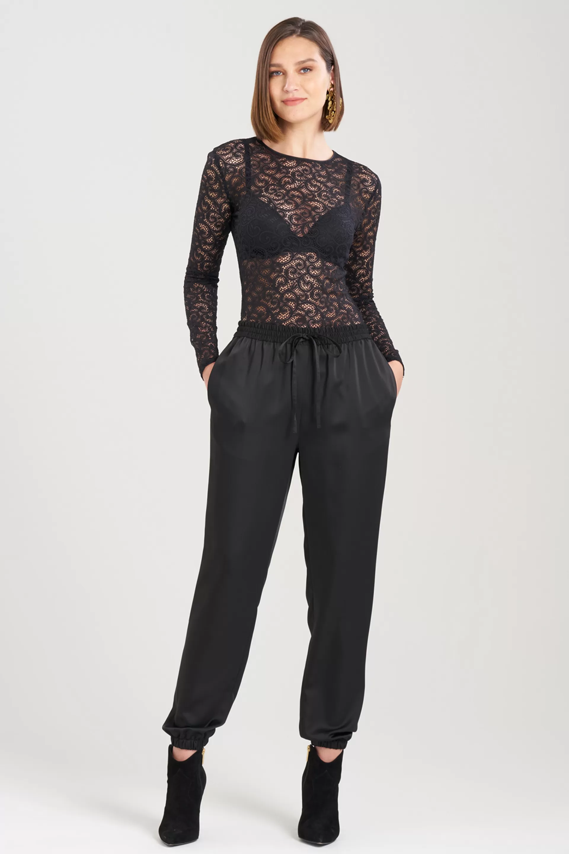 Natori Pants, Skirts & Shorts<Luxe Charmeuse Jogger Pants Black