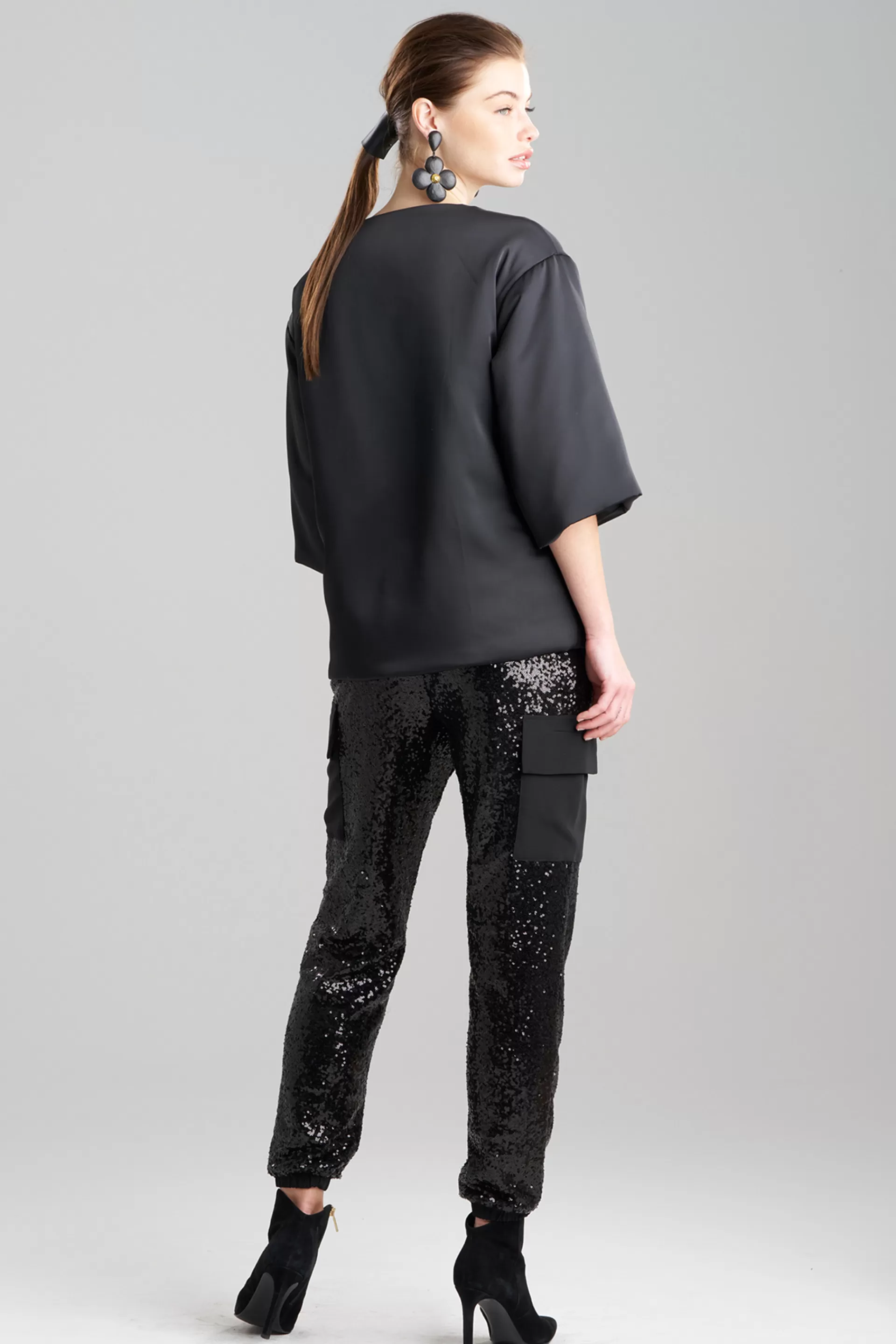 Natori Tops, Shirts & Tunics<Luxe Charmeuse Puffer T-Shirt Top Black