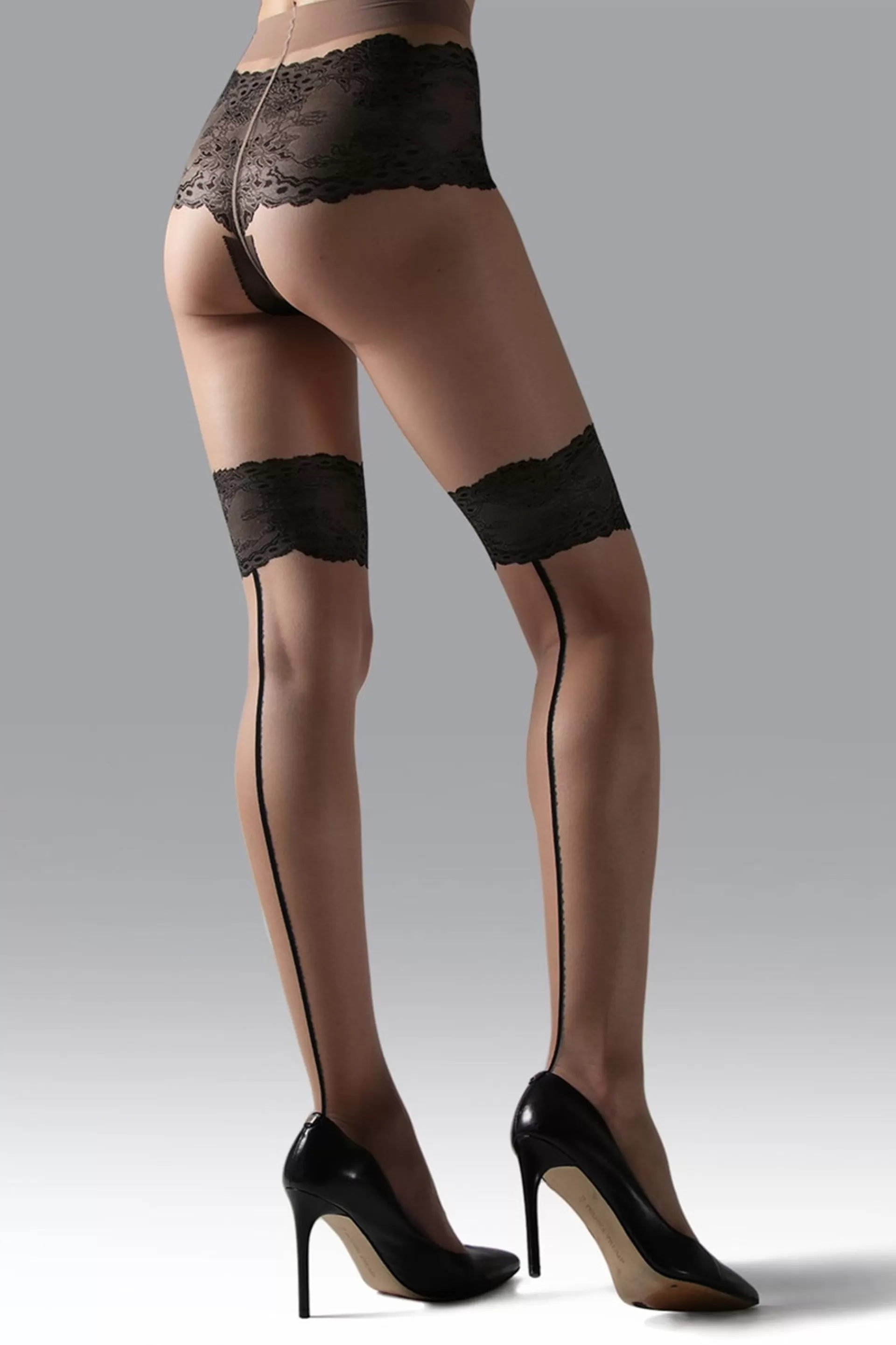 Natori Tights<Luxe Lace Back Seam Tights