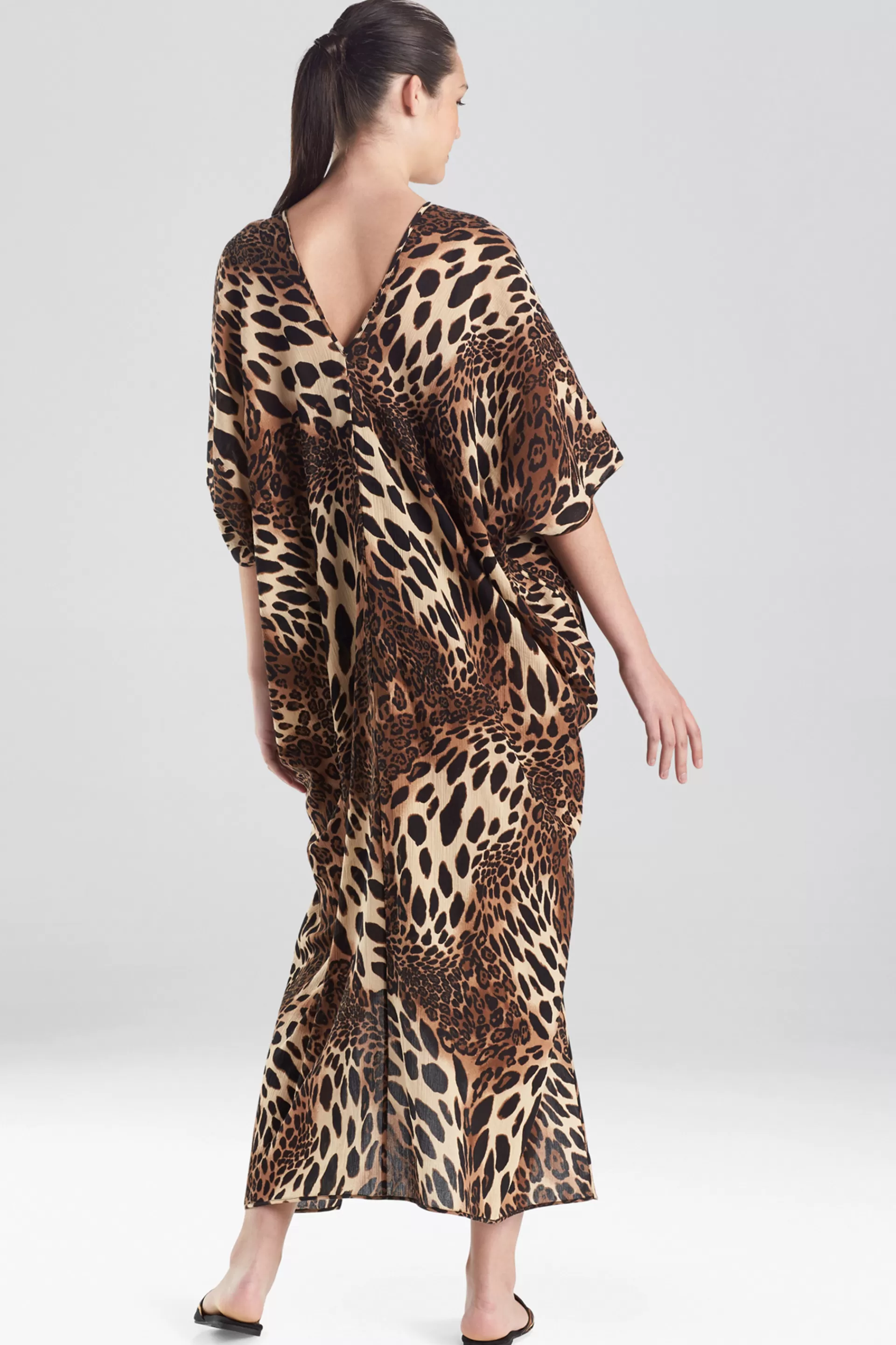 Natori Caftans | Honeymoon<Luxe Leopard Cotton Gauze Caftan Cover-Up Chestnut