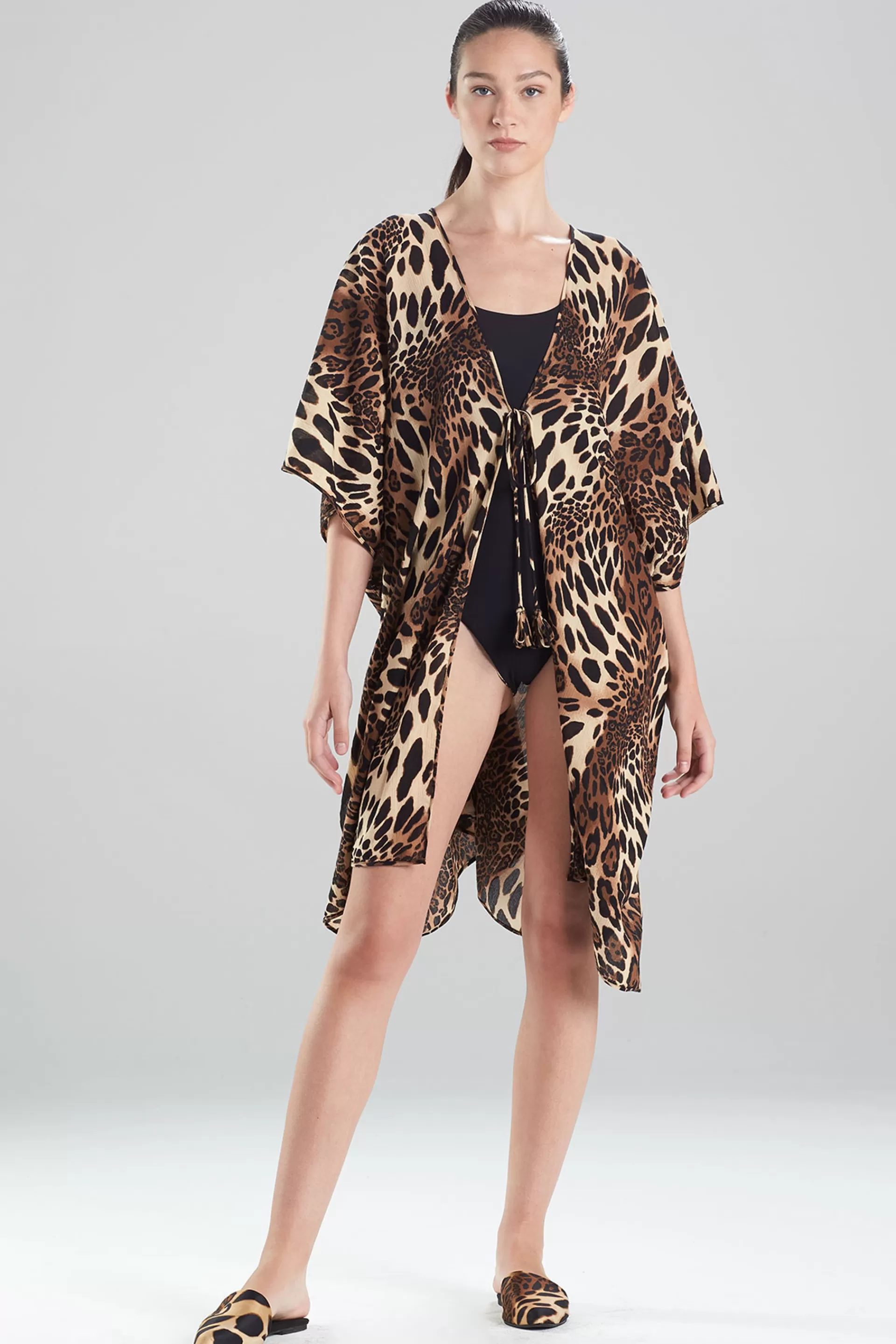 Natori Honeymoon | Caftan Dresses<Luxe Leopard Cotton Gauze Cover-Up Chestnut