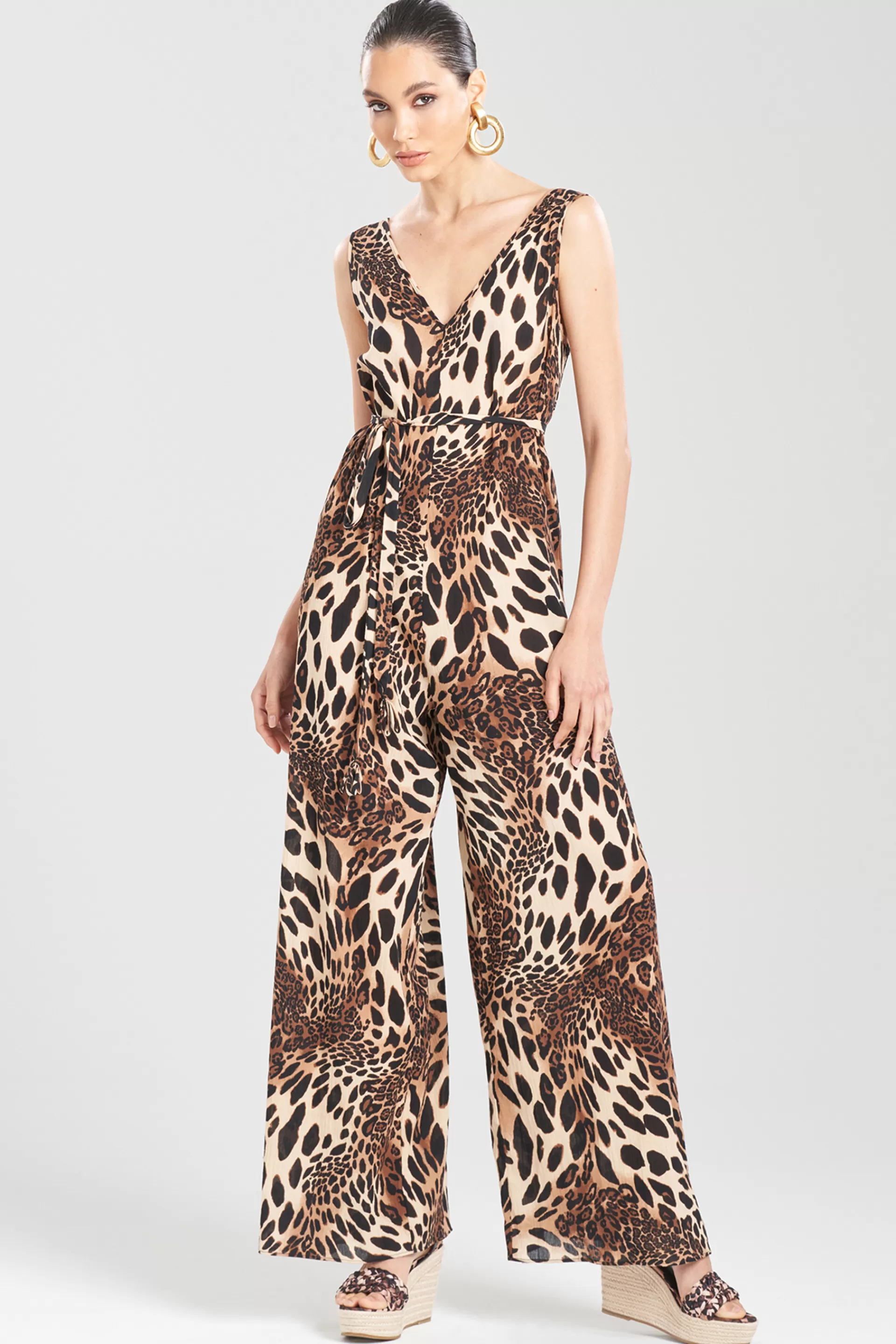 Natori Jumpsuits<Luxe Leopard Cotton Gauze Jumpsuit Chestnut