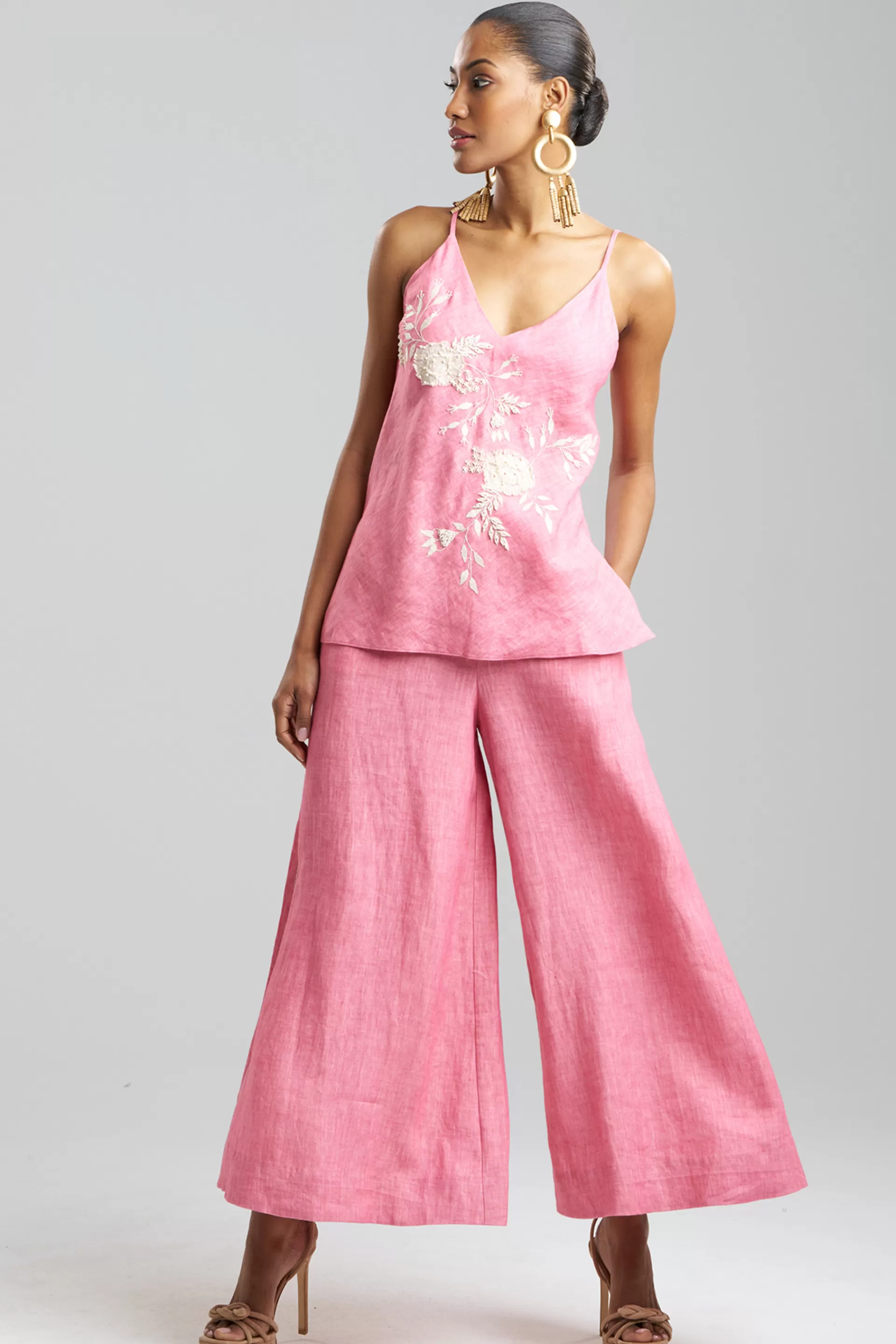 Natori Bustiers & Camis | Couture Tops<Luxe Linen Embroidered Cami Rose