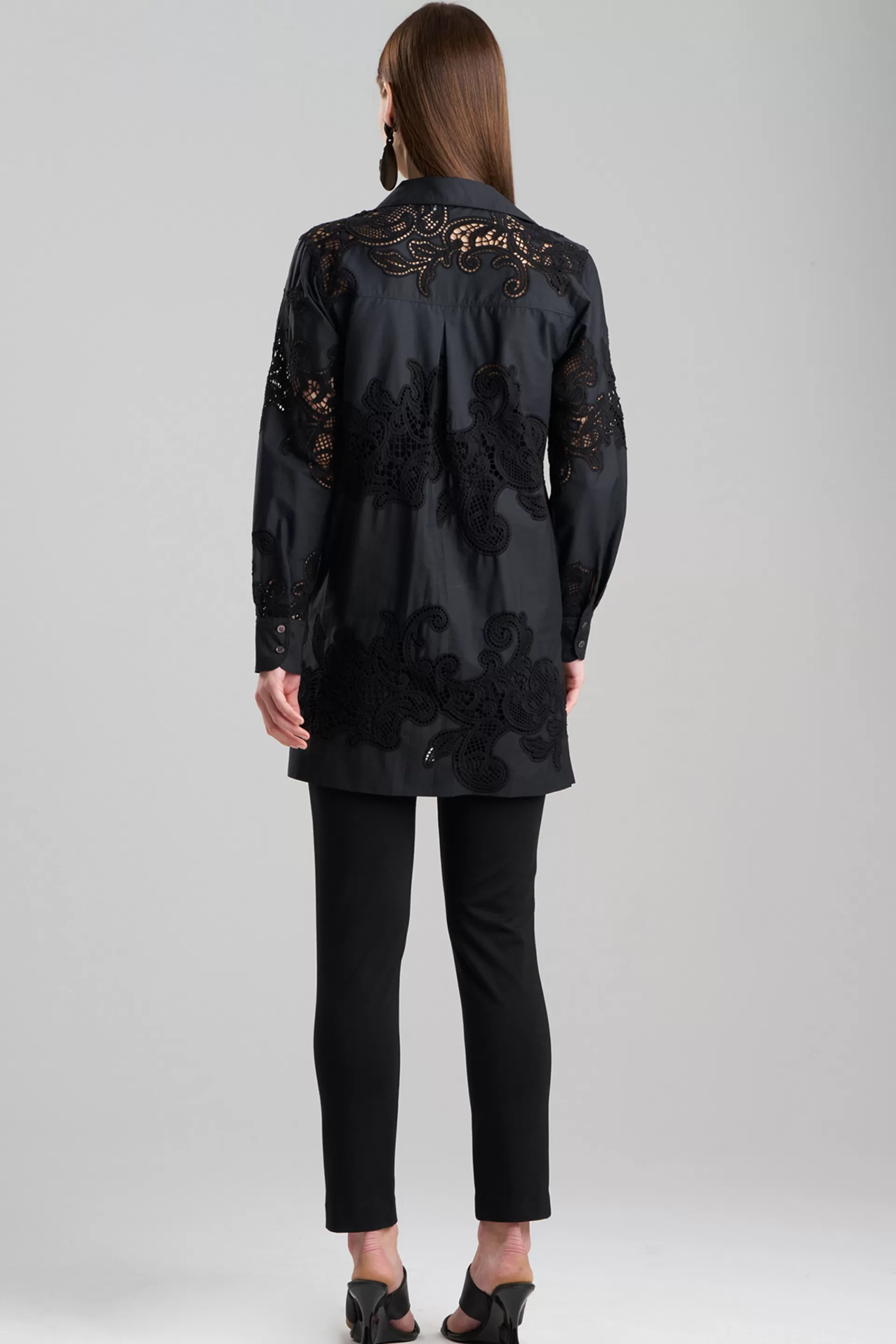 Natori Tops, Shirts & Tunics<Madeira Cutwork Embroidered Tunic Shirt Black