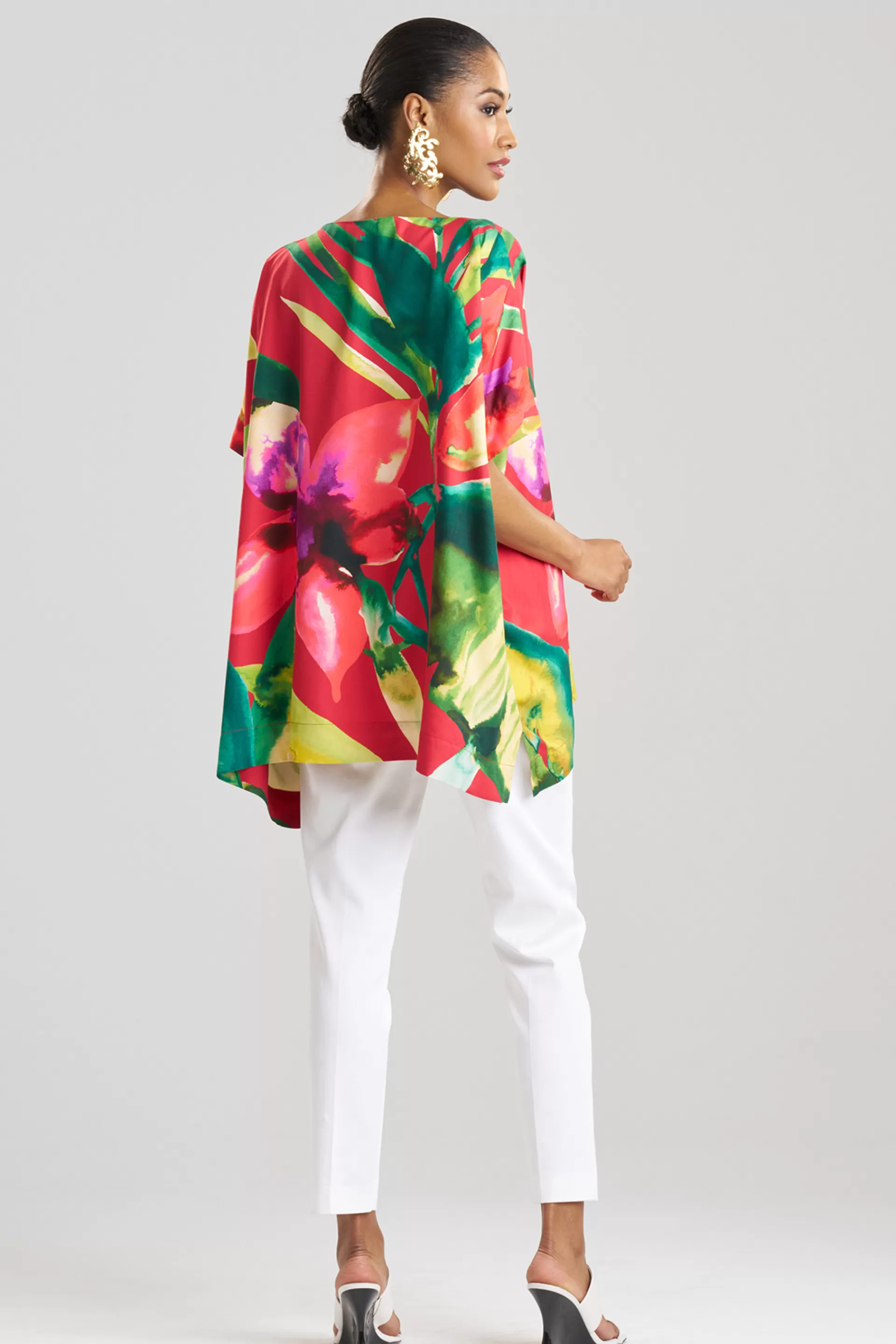 Natori Tops, Shirts & Tunics<Mallorca Printed Cotton Silk Caftan Top Red Multi