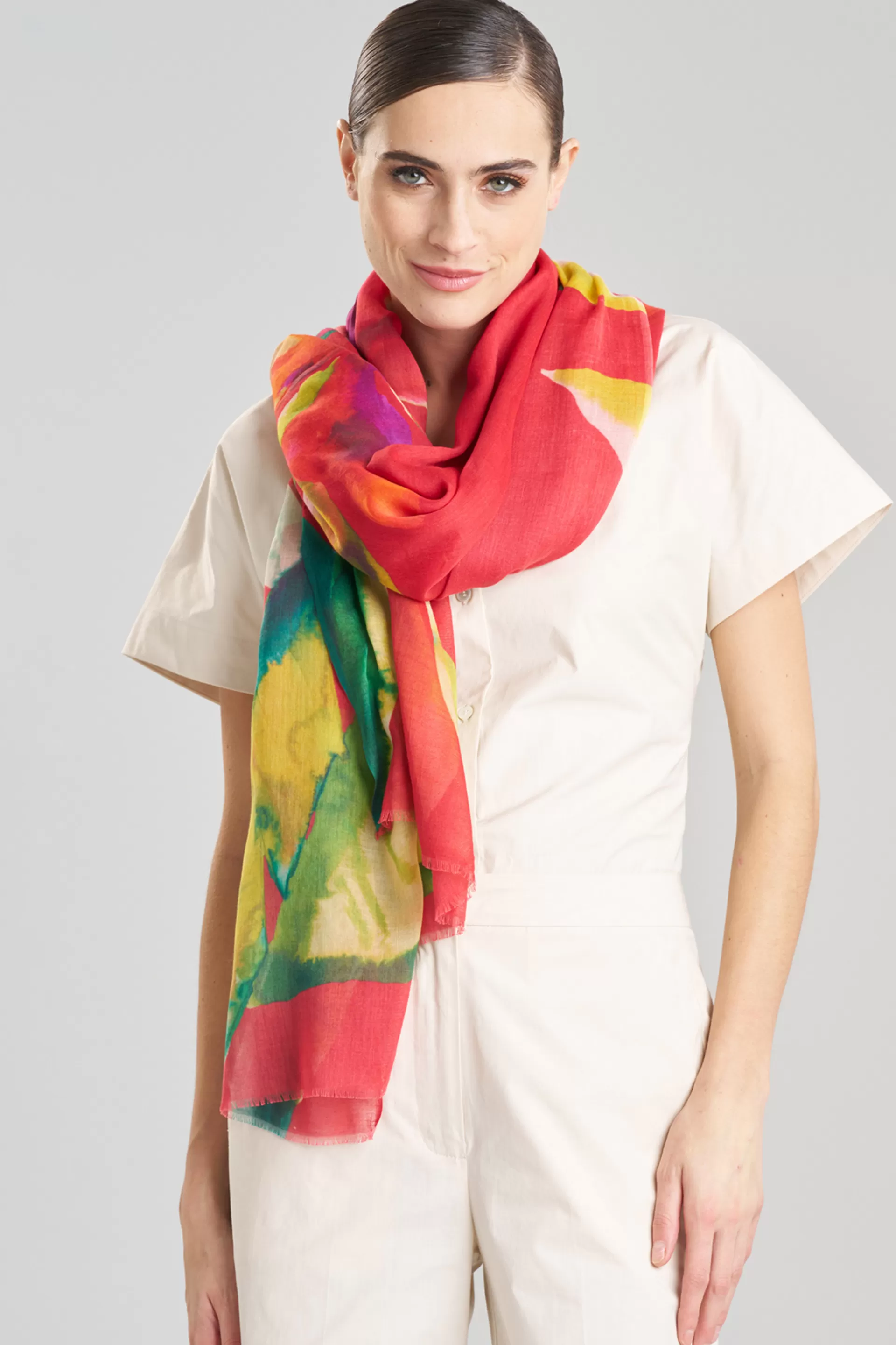 Natori Scarves & Shawls<Mallorca Printed Cotton Silk Scarf Red Multi