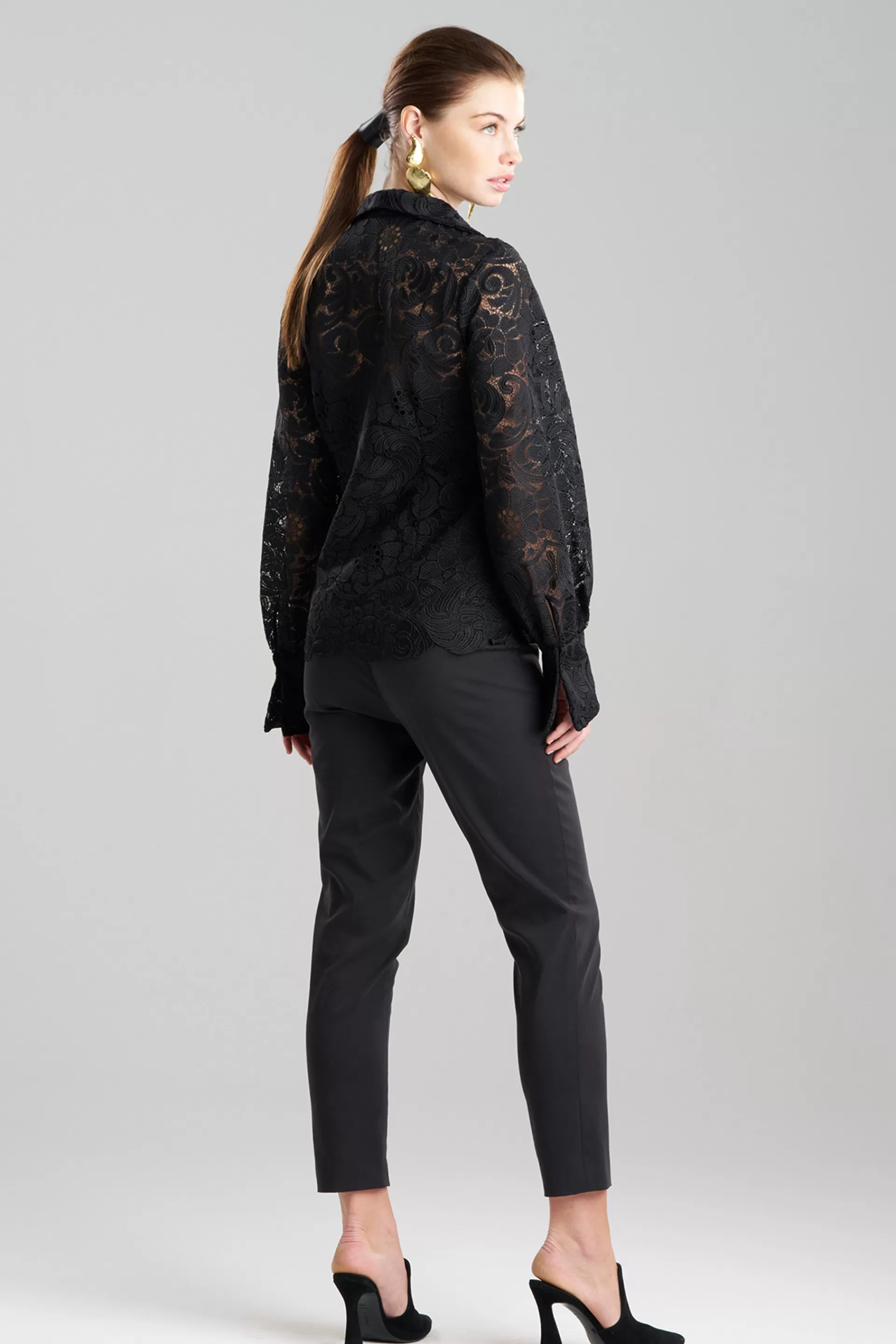 Natori Tops, Shirts & Tunics<Mantilla Lace Button Down Shirt Black